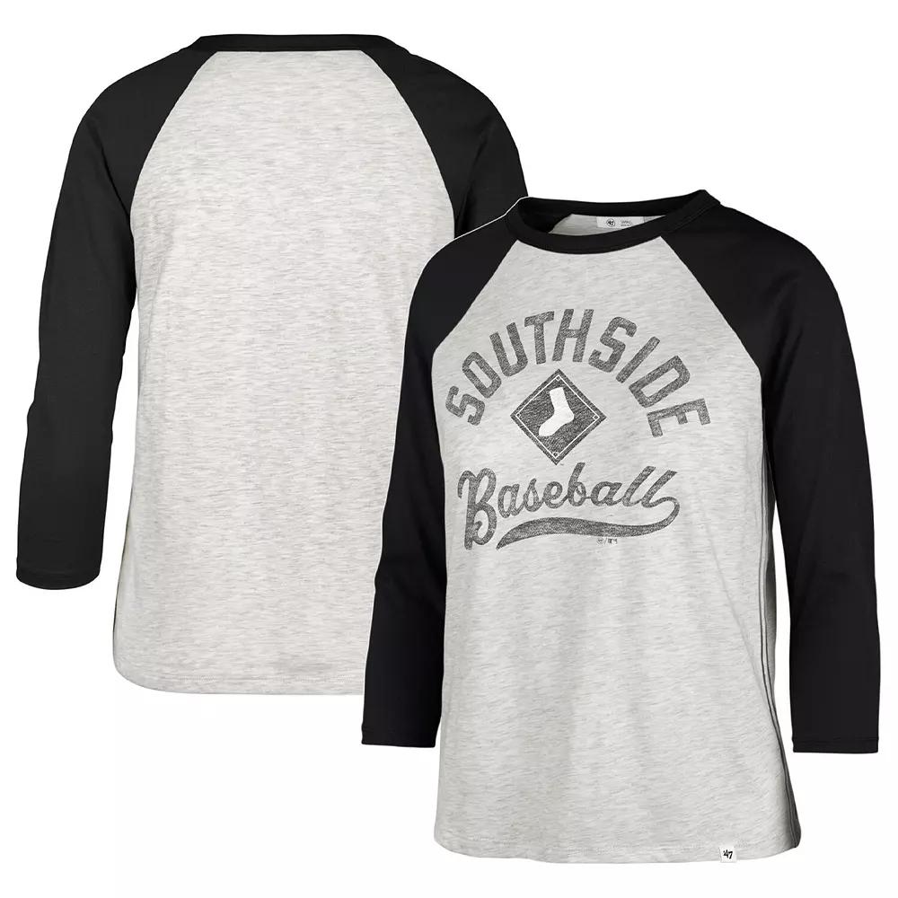 Women's '47 Gray Washington Nationals City Connect Retro Daze Ava Raglan 3/4-Sleeve T-Shirt, Size: Medium, Grey Product Image