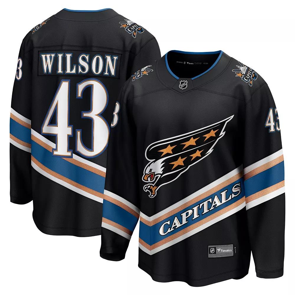 Men's Fanatics Tom Wilson Black Washington Capitals Alternate 50th Anniversary Premier Breakaway Player Jersey, Size: XS Product Image