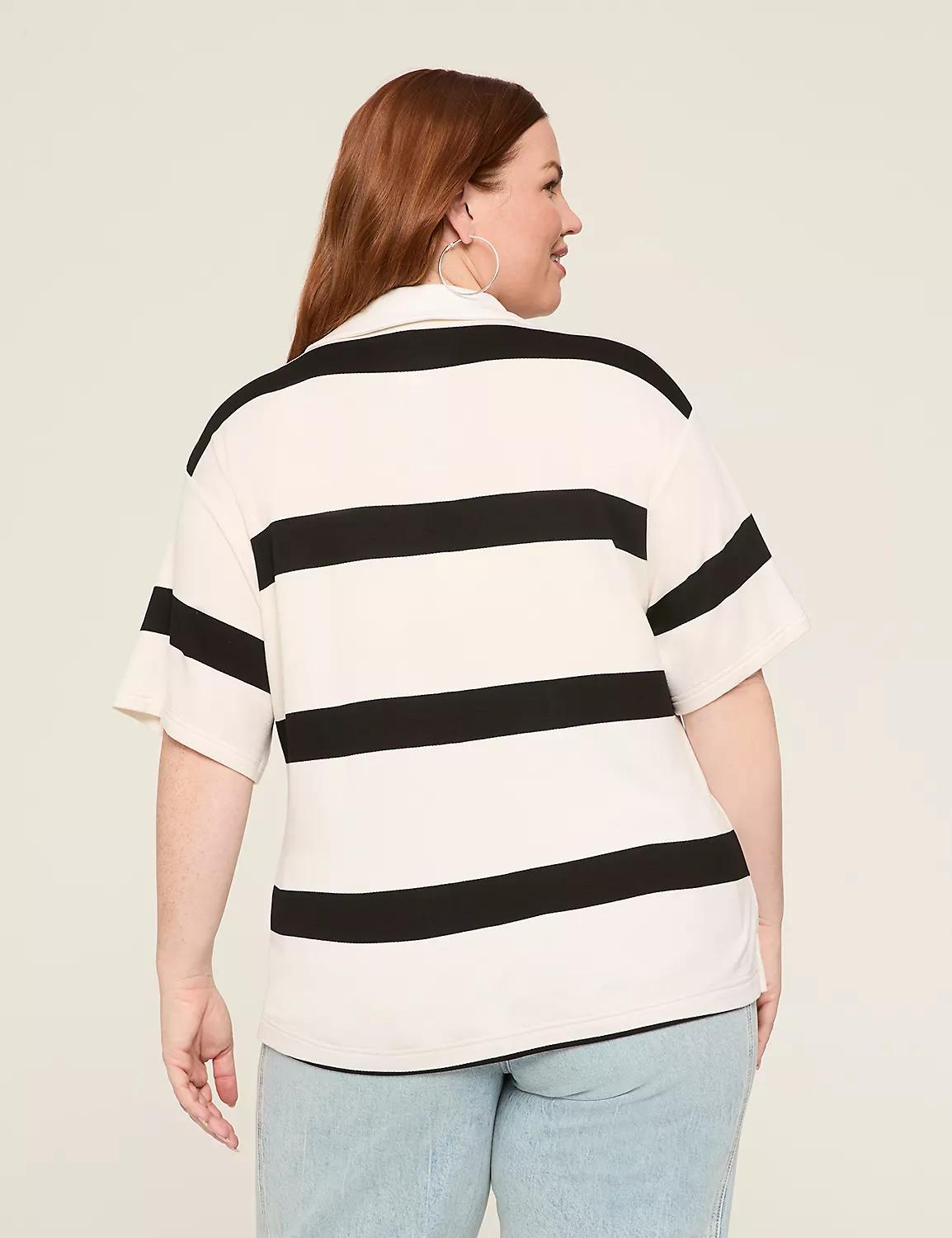 Short-Sleeve Drop-Shoulder Polo Top Product Image