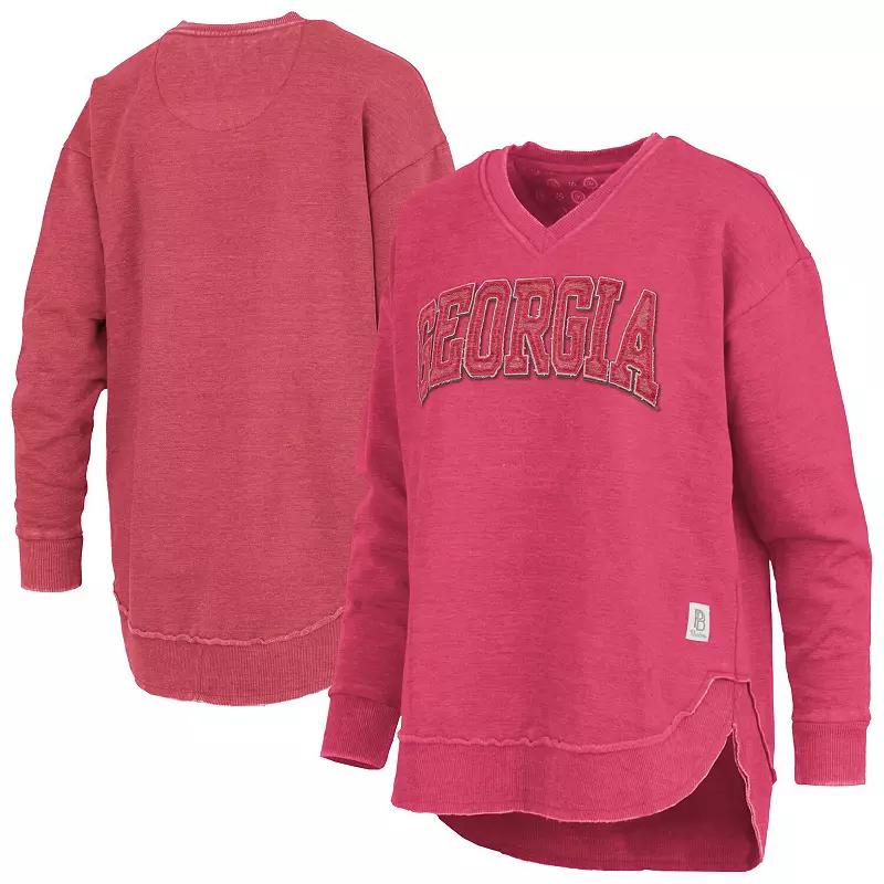 Women's Pressbox Red Georgia Bulldogs Westin Poncho V-Neck Pullover Sweatshirt,  Product Image