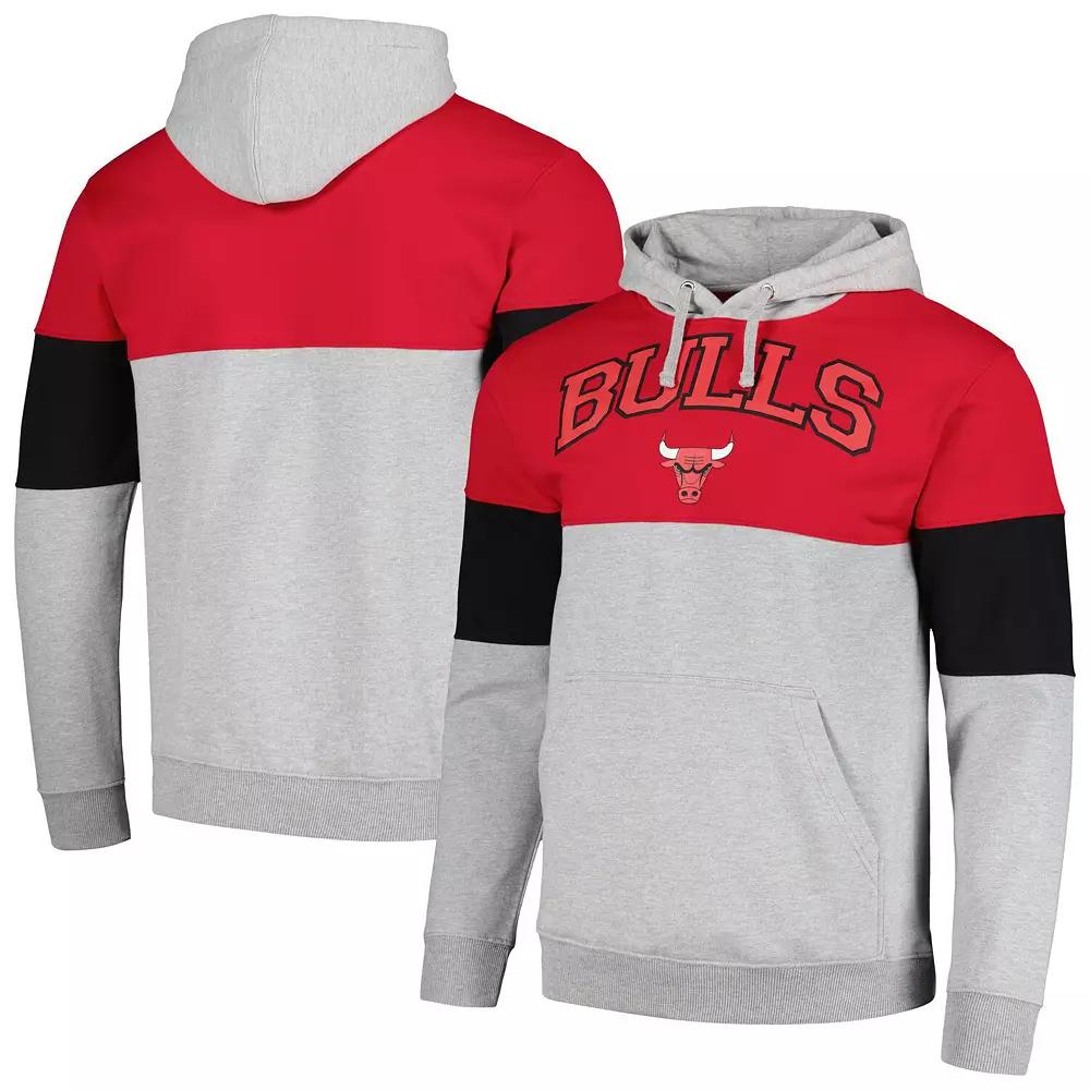 Men's Fanatics Branded Red Chicago Bulls Contrast Pieced Pullover Hoodie, Size: Large Product Image