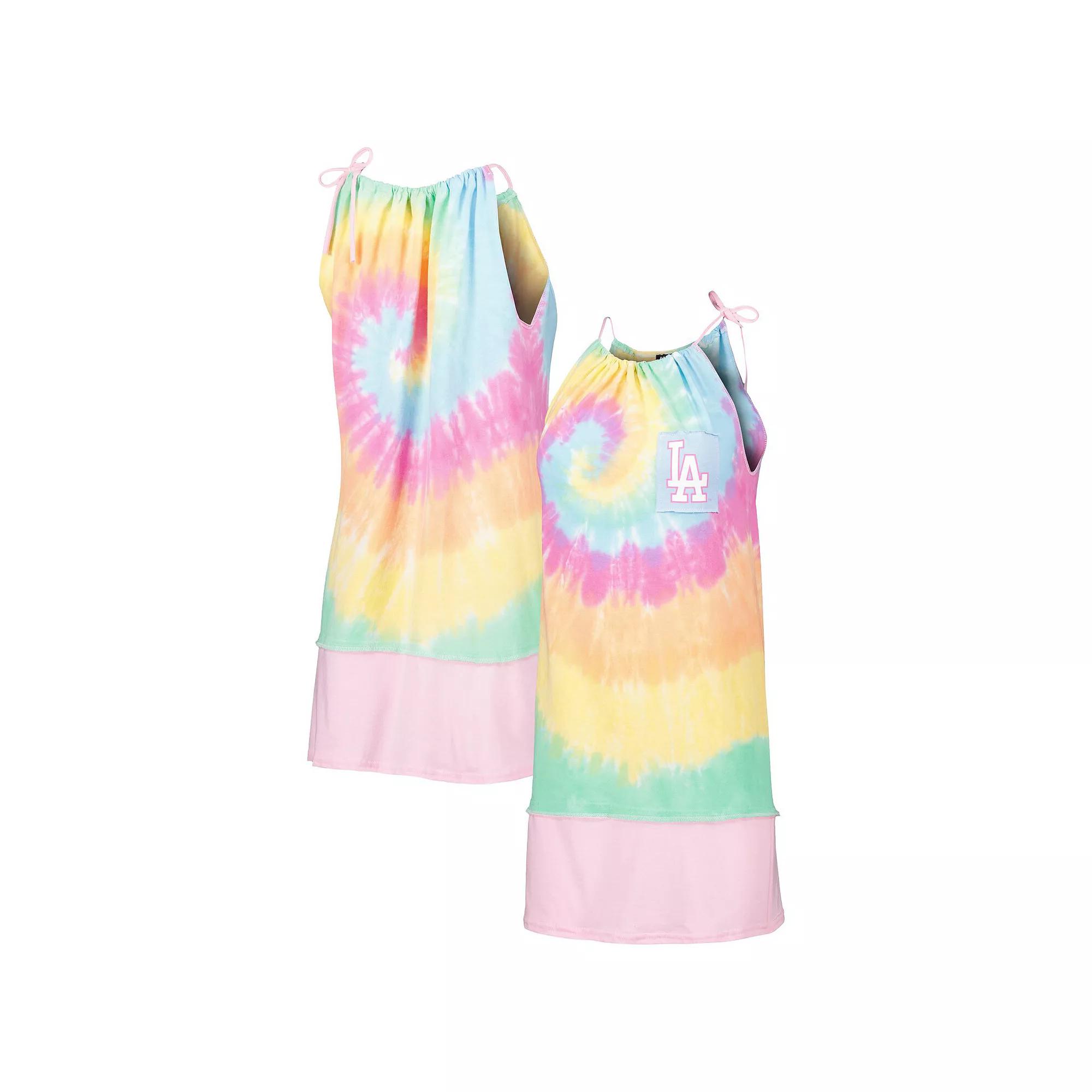 Women's Refried Apparel Los Angeles Dodgers Tie-Dye Tank Top Dress, Size: Large, White Product Image