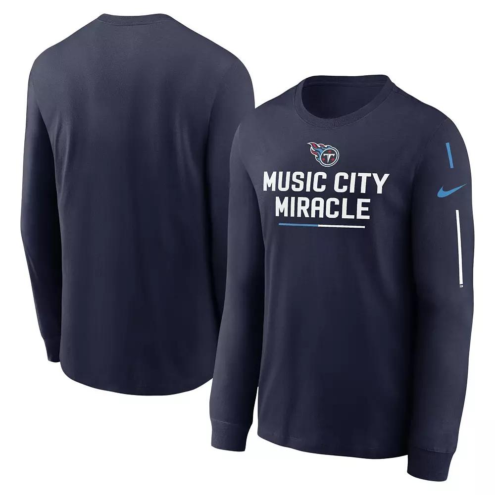 Men's Nike Navy Tennessee Titans Team Slogan Long Sleeve T-Shirt, Size: XL, Blue Product Image