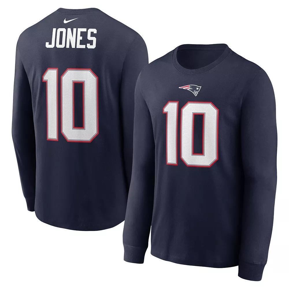 Men's Nike Mac Jones Navy New England Patriots Player Name & Number Long Sleeve T-Shirt, Size: XL, Blue Product Image