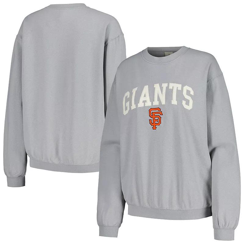 Women's Soft as a Grape Gray San Francisco Giants Pigment Dye Pullover Sweatshirt,  Product Image