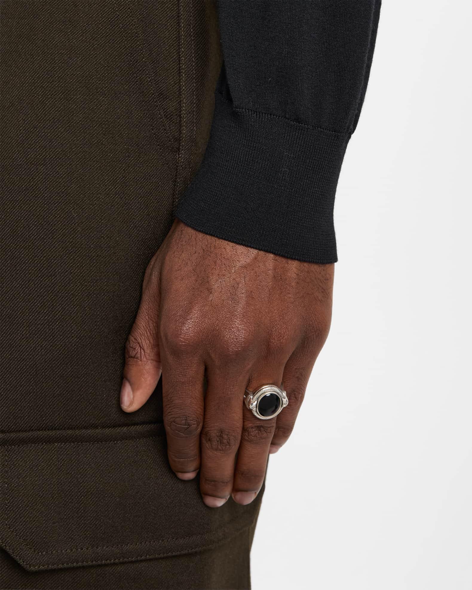 Mens Sterling Silver and Black Onyx Signet Ring Product Image