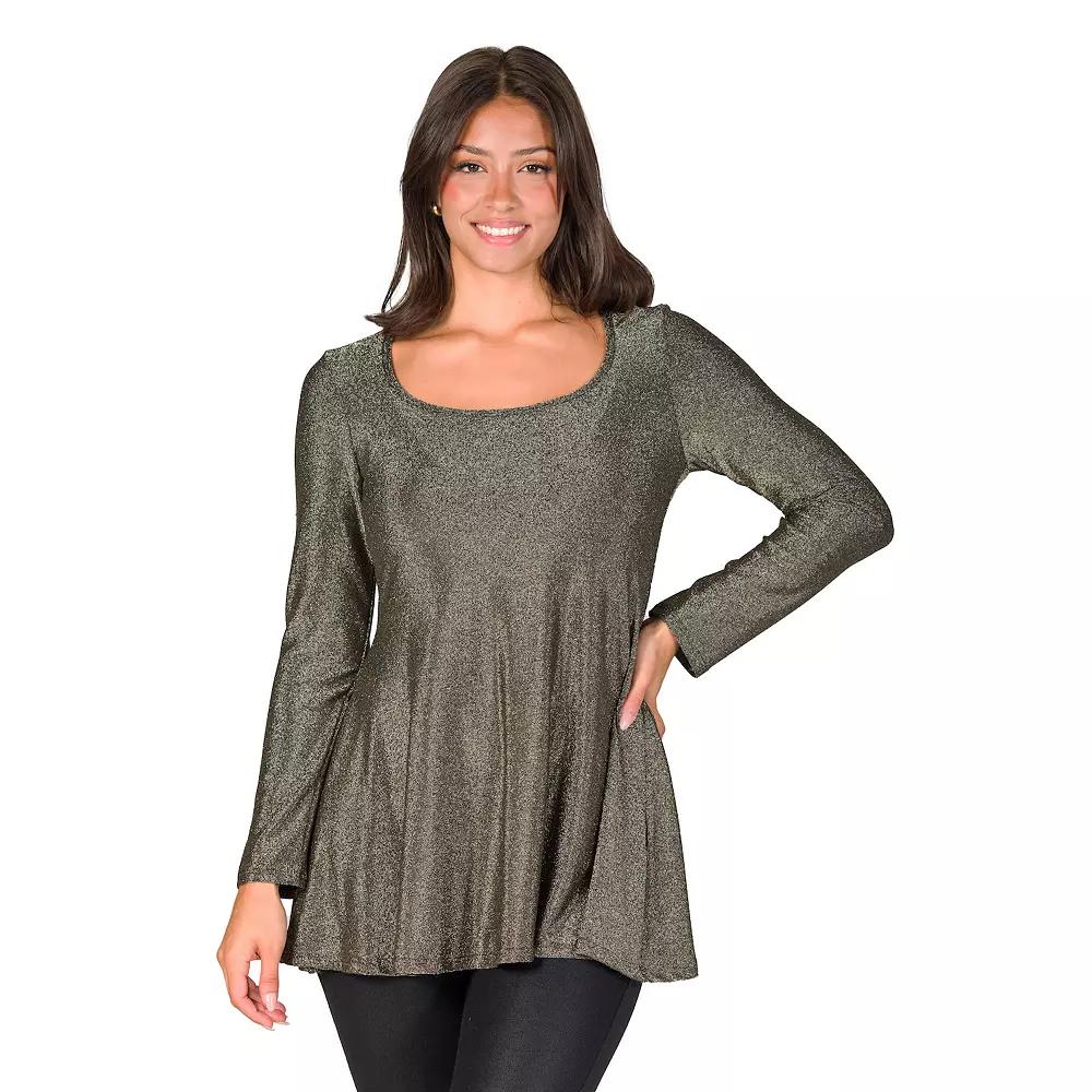 Women's 24Seven Comfort Apparel Shimmery Tunic Top,  Product Image