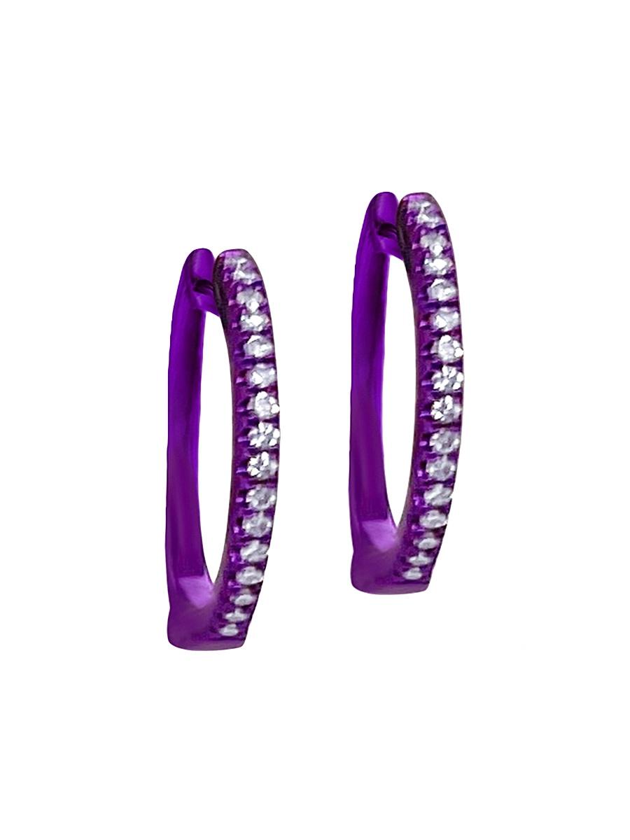 Womens Rhodium-Plated 14K White Gold & 0.08 TCW Diamond Hoop Earrings Product Image