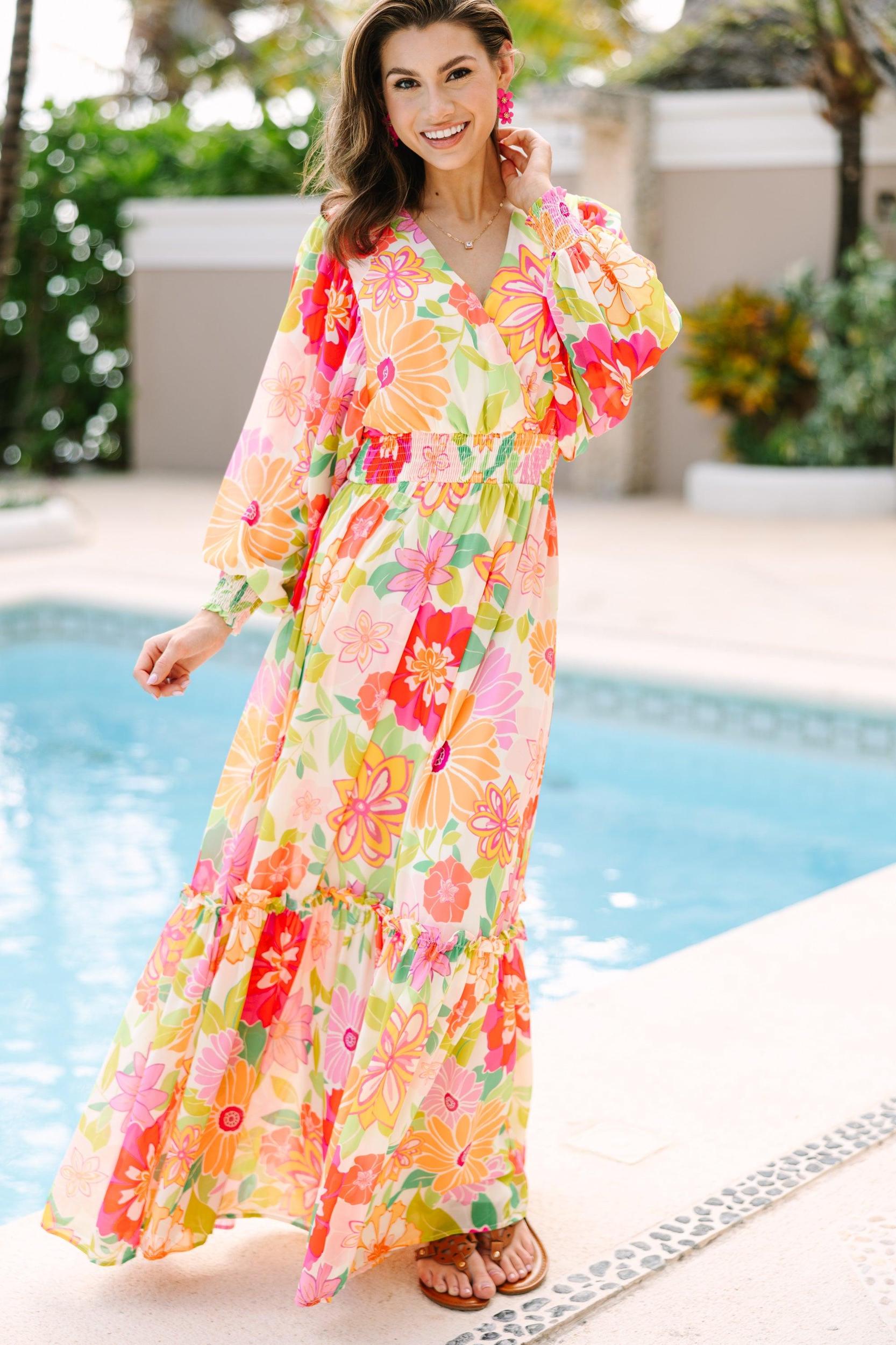 Say It Loud Fuchsia Pink Floral Maxi Dress Female Product Image