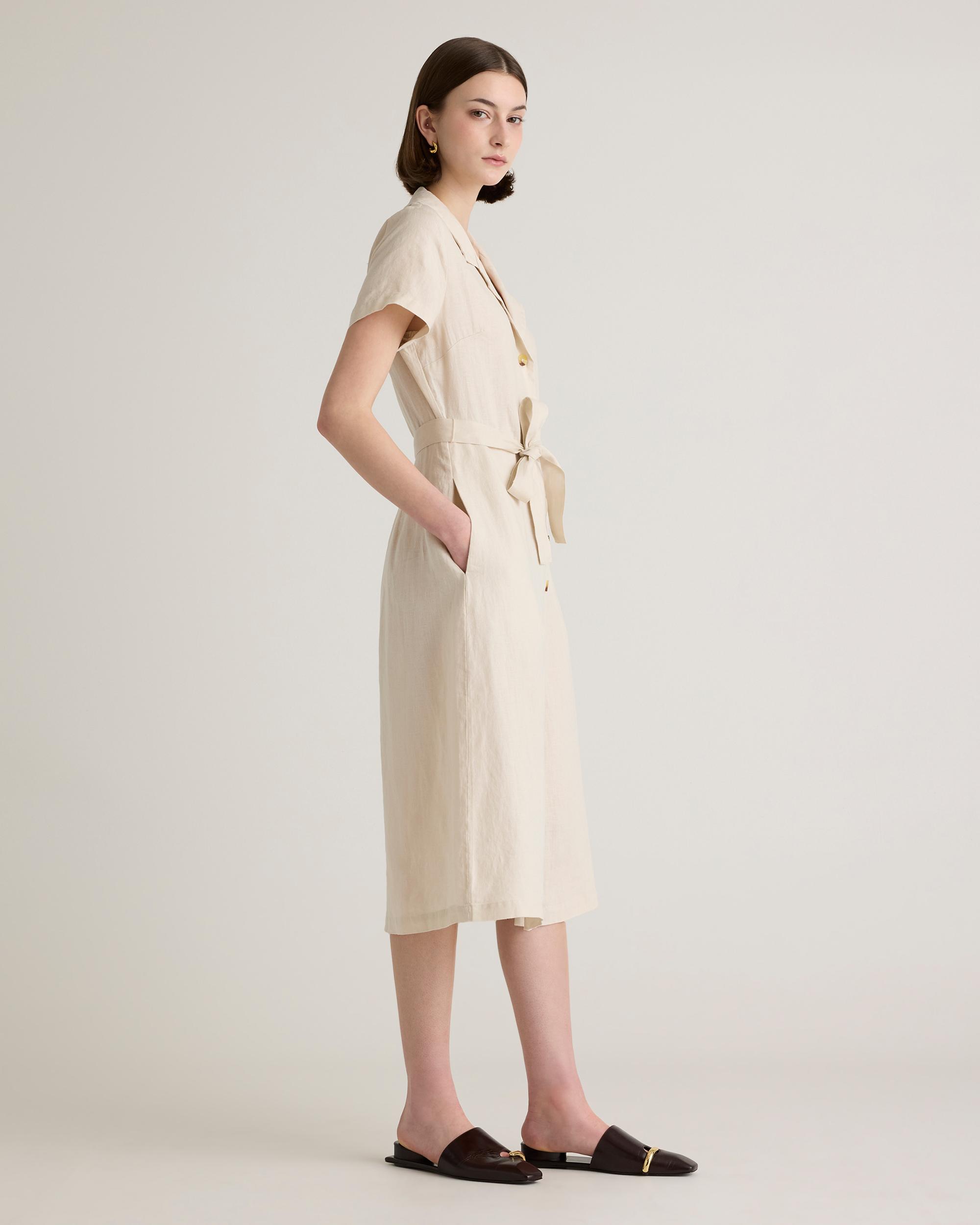 Quince | Women's 100% European Linen Button Front Dress Size XS Product Image