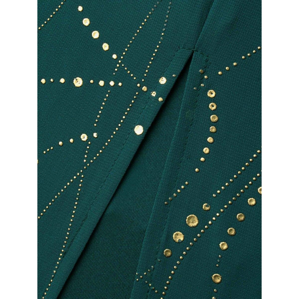 Plus Size Glitter 2-In-1 Layered Dress DarkGreen Women Cocktail Overlapping Party Curvy Bloomchic 26/4X Product Image