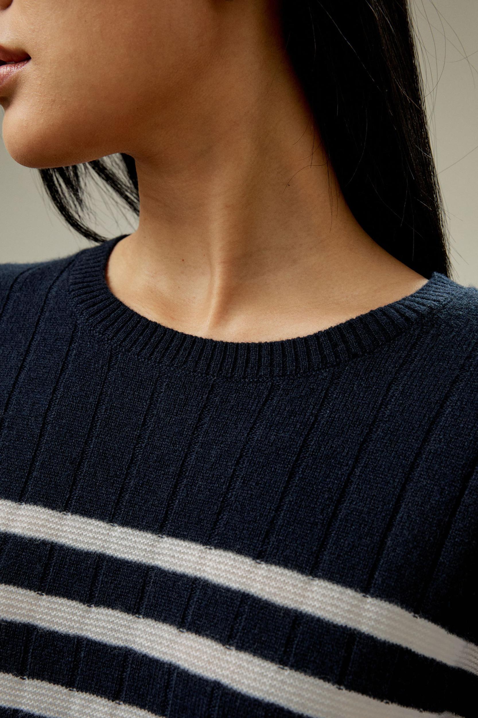 Drop-Shoulder Striped Cashmere Sweater Product Image