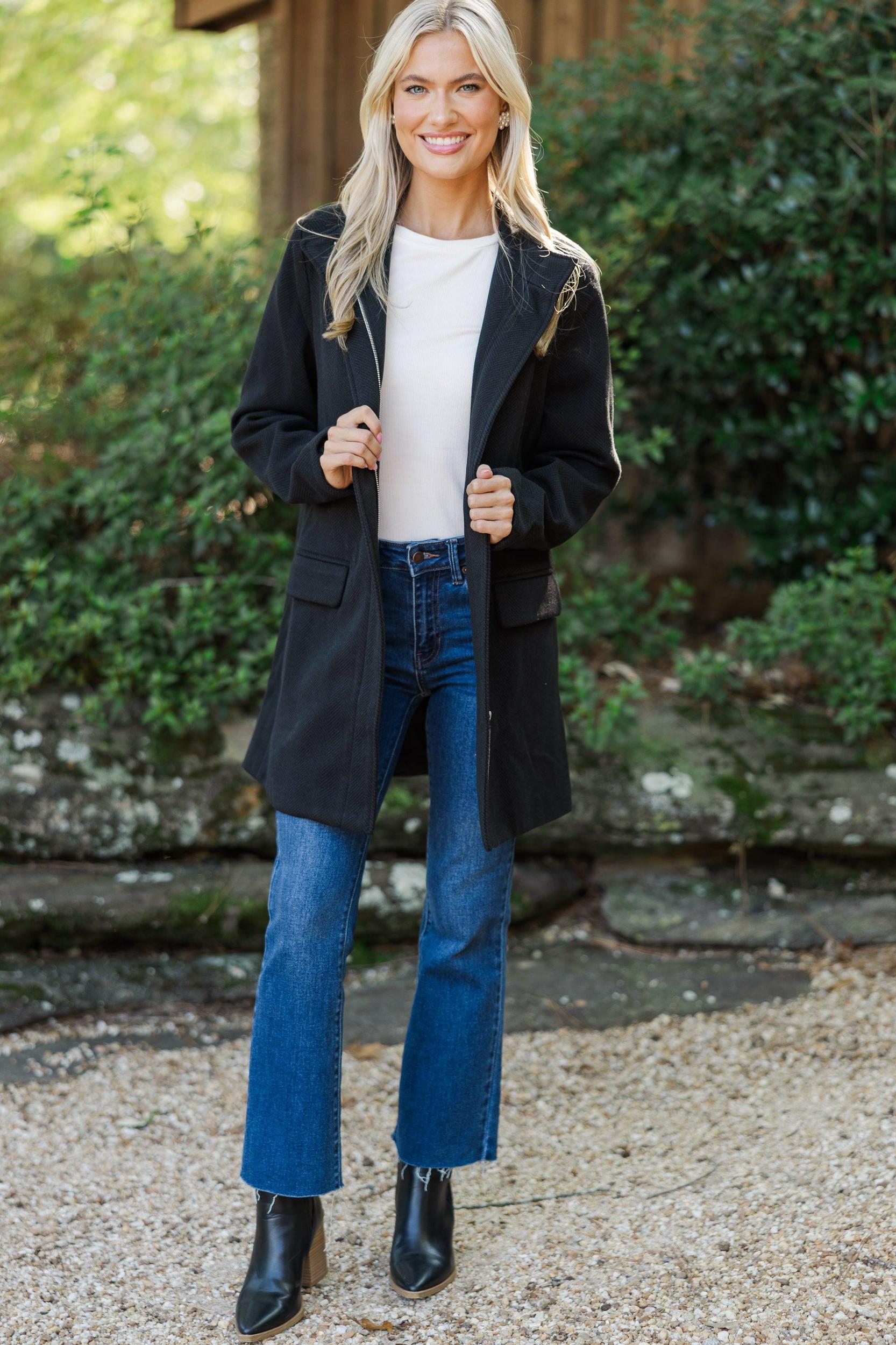 Do What You Love Charcoal Herringbone Coat Female Product Image