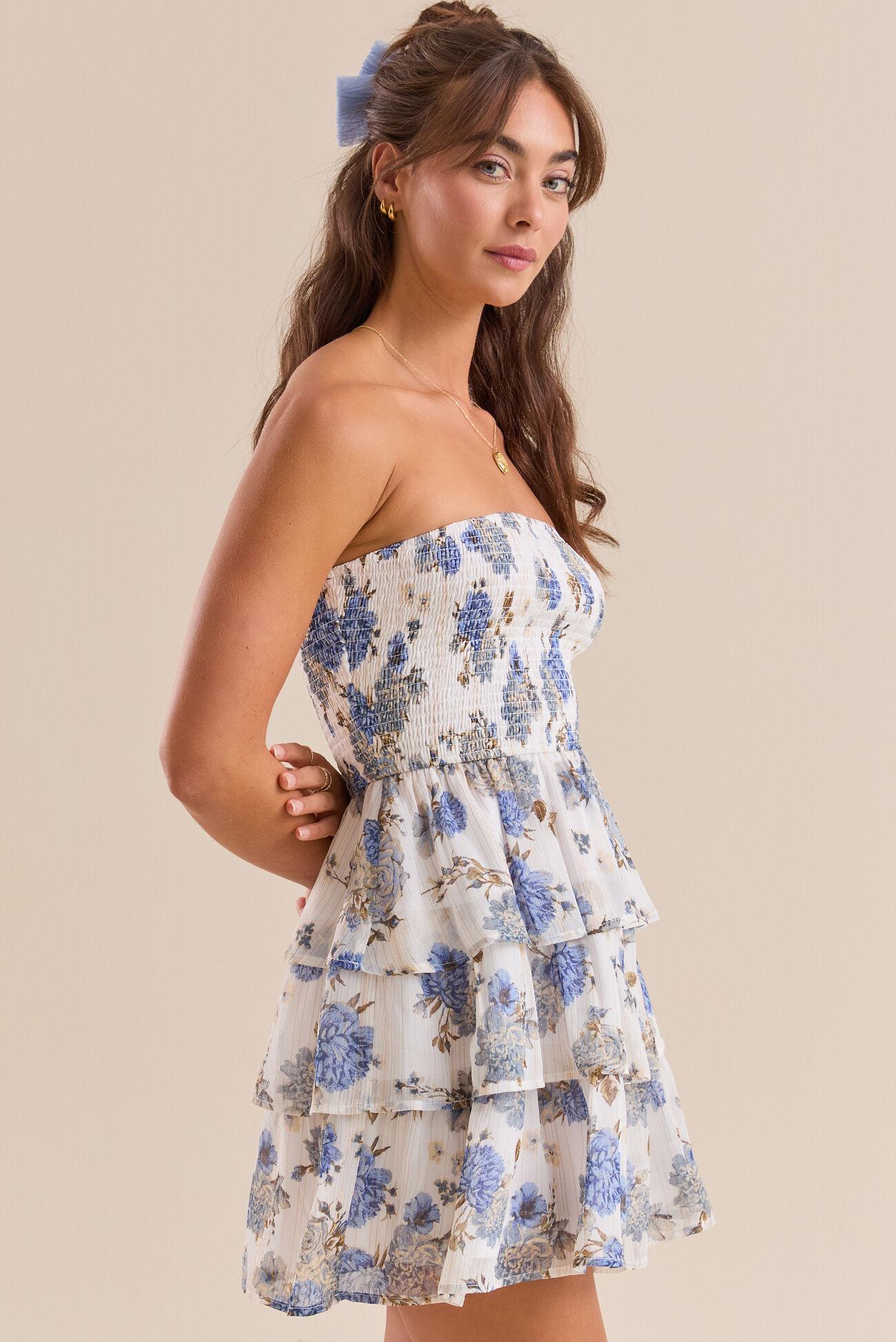 Jaz Strapless Floral Mini Dress Product Image