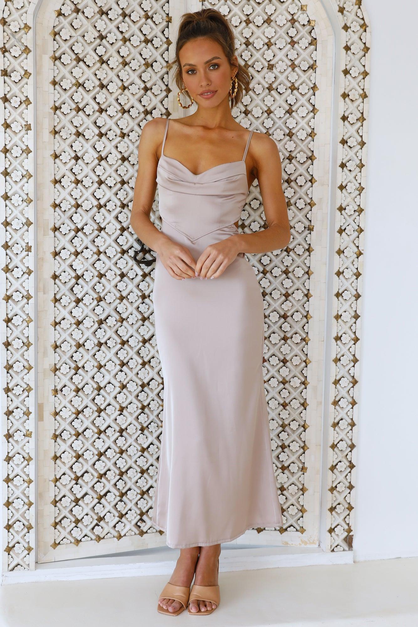 Give It To Me Midi Dress Beige Product Image