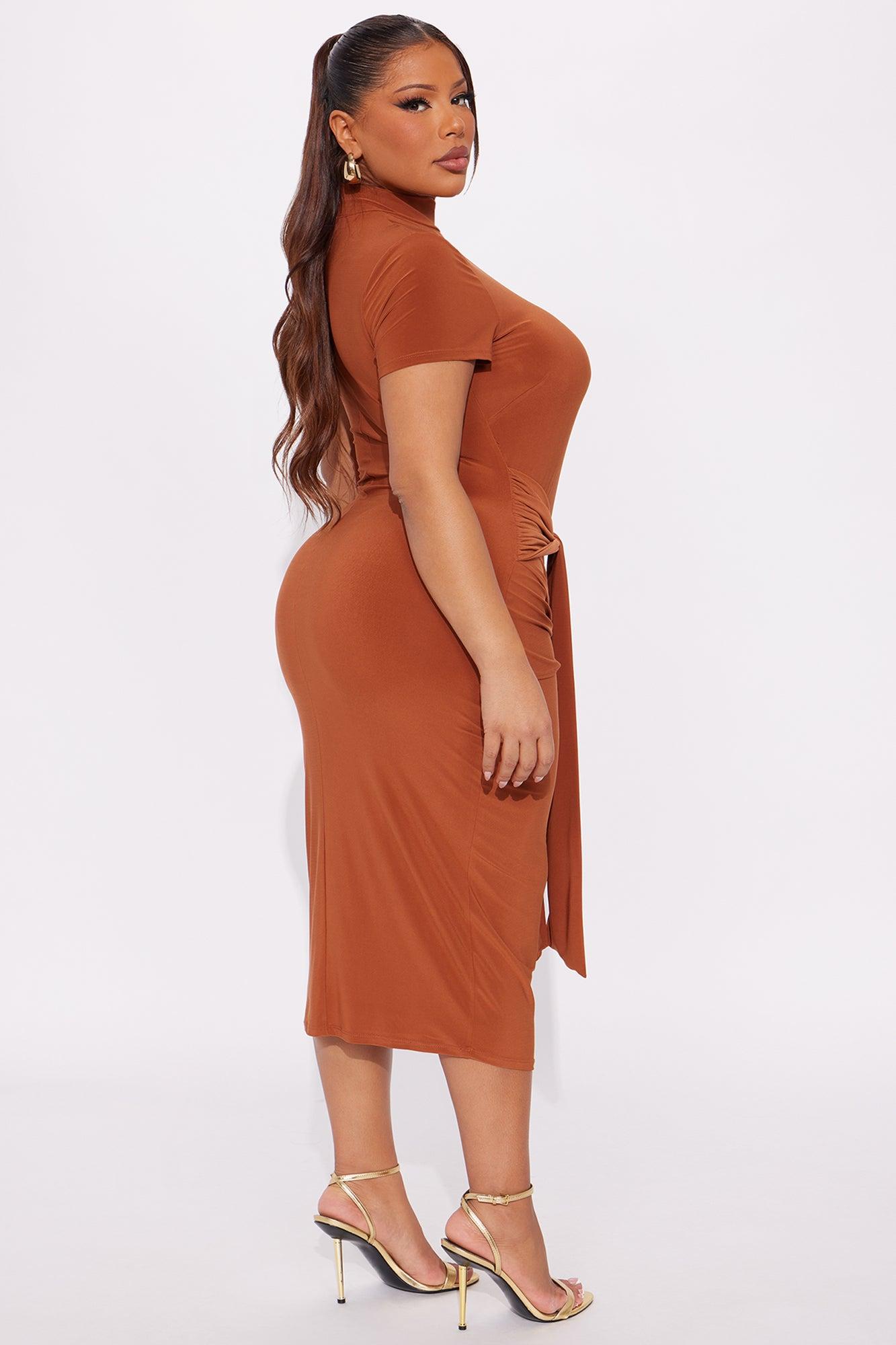 Playful Kiss Midi Dress - Rust Female Product Image