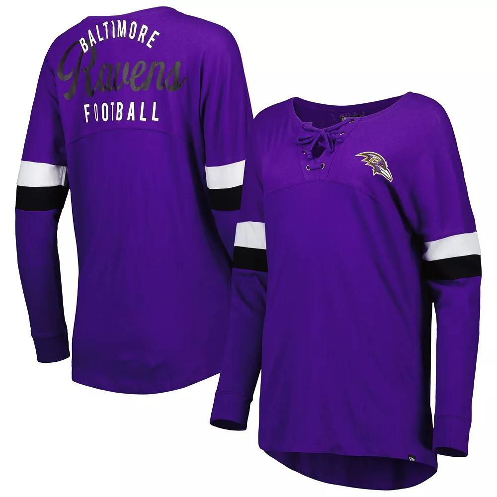 Women's New Era Purple Baltimore Ravens Athletic Varsity Lightweight Lace-Up Long Sleeve T-Shirt,  Product Image