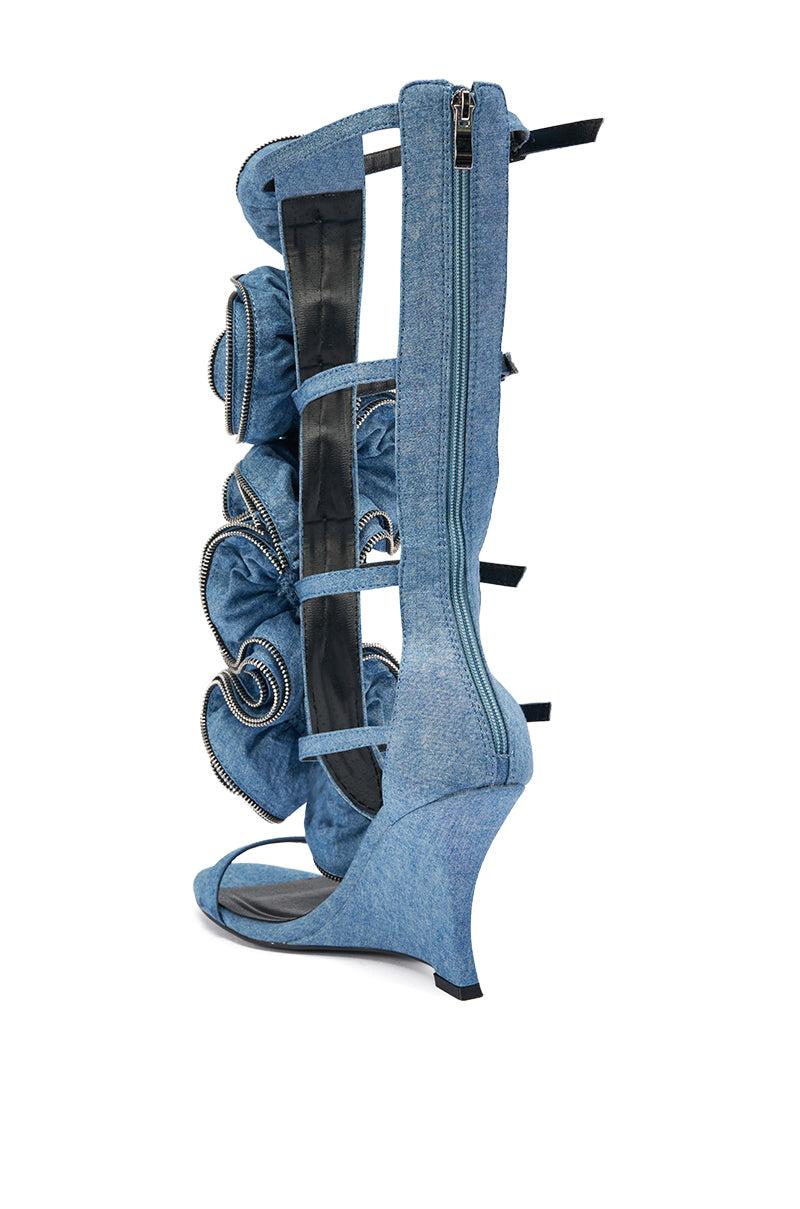 AZALEA WANG ATLANTIC DENIM GLADIATOR WEDGE Product Image
