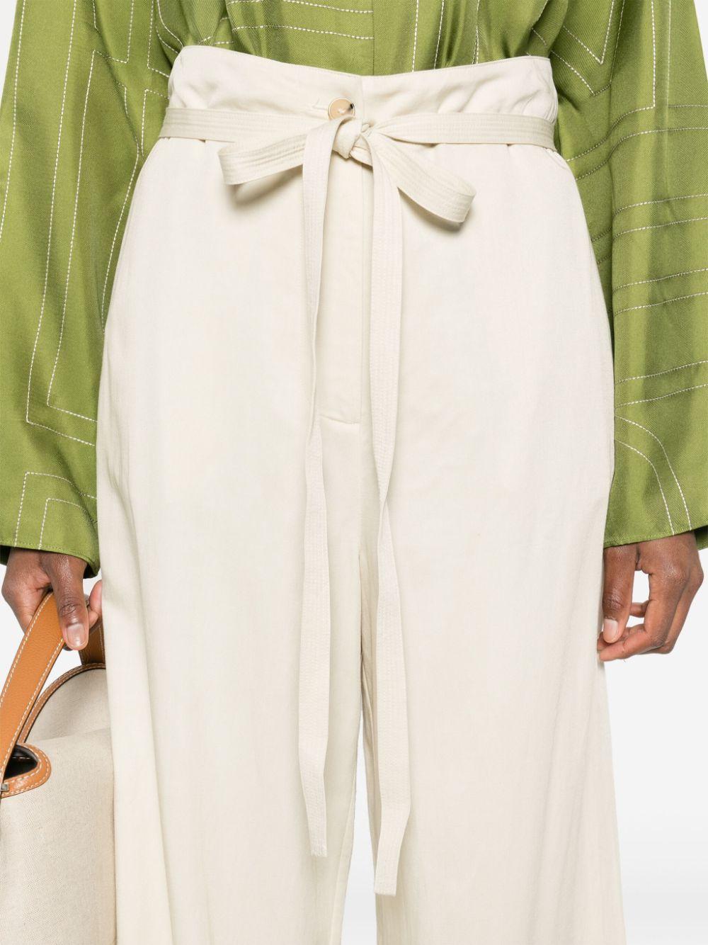 belted-waist flared trousers  Product Image