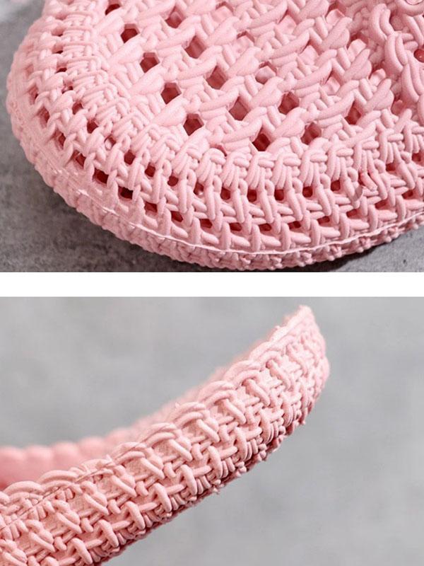 Hollow Lace-Up Round-Toe Mules&Slides Slippers Product Image