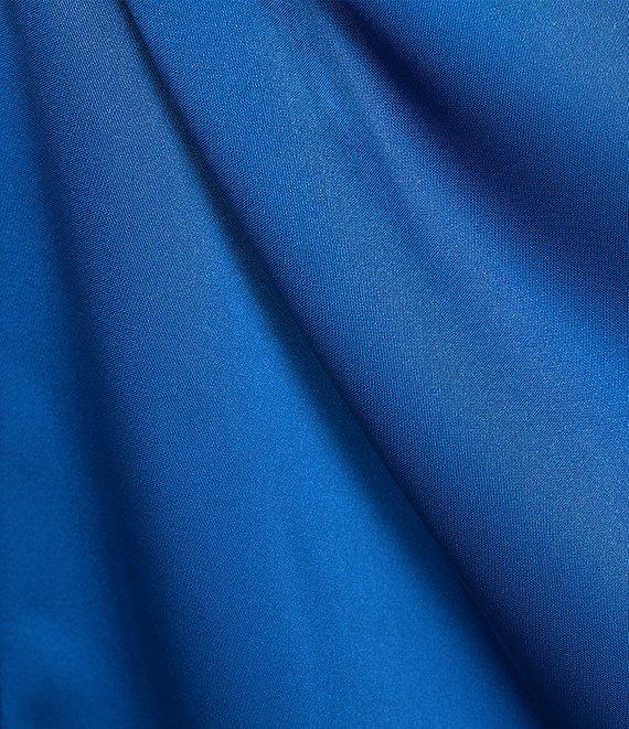 Belle by Badgley Mischka Nora Satin V-Neck Long Bell Sleeve Twist Front Mini Dress Product Image