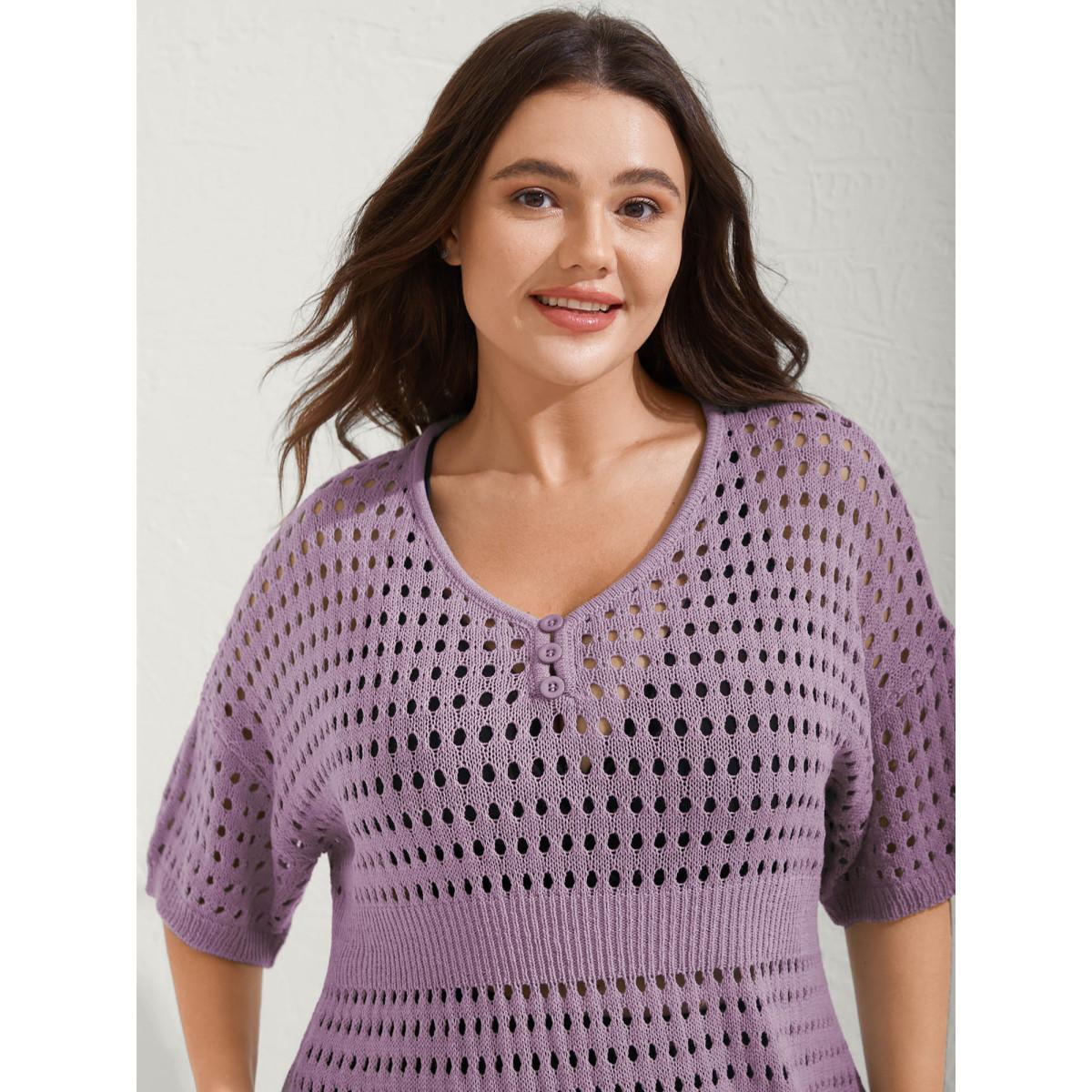 Plus Size Cut-Out Waist-Cinched Button Swim Cover-Up Women's Swimwear Mauve Resort Loose Cut-Out Curve Swim Cover Ups BloomChic 18-20/2X Product Image