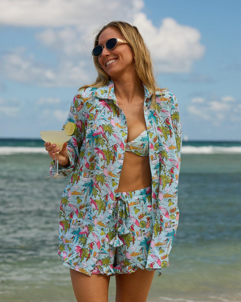 Margaritaville by Kenny Flowers - Welcome to Margaritaville – Ocean Blue – Ladies Resort Shorts Product Image