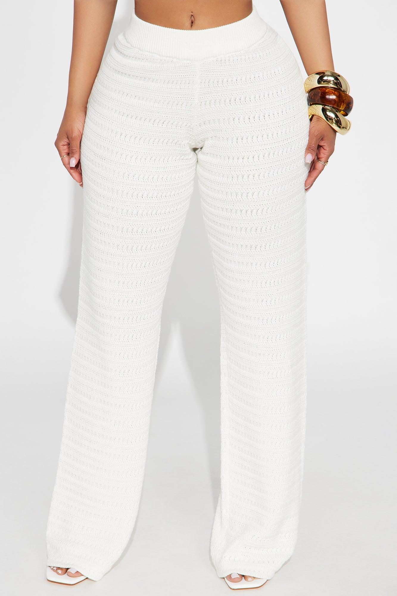 Live In Style Crochet Straight Leg Pant - White Female Product Image