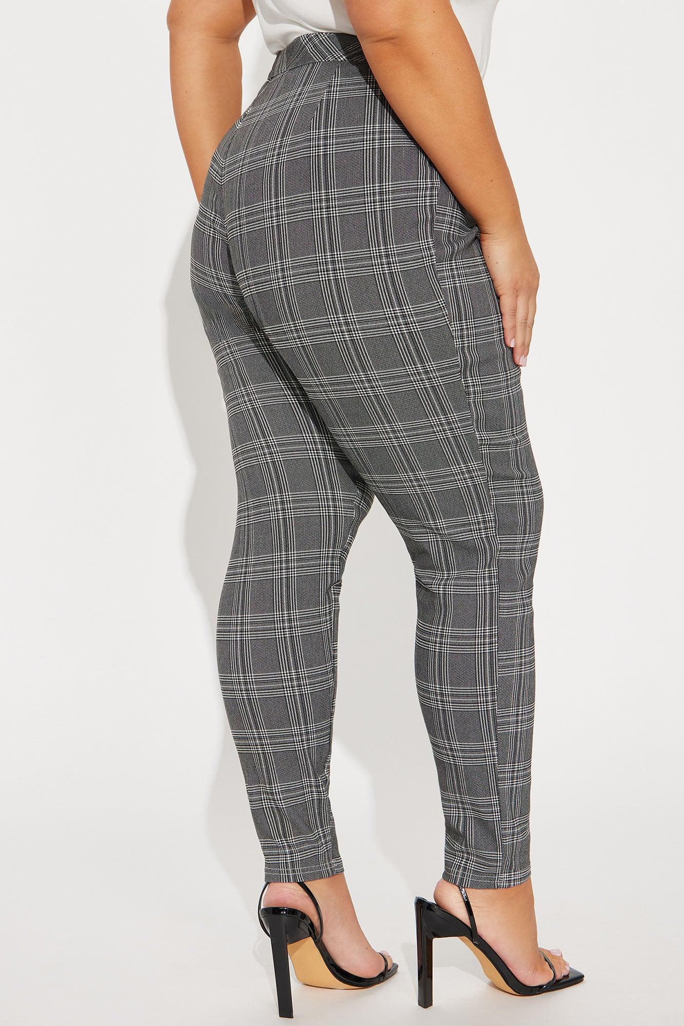 Chasity Plaid Pant - Black/White Product Image