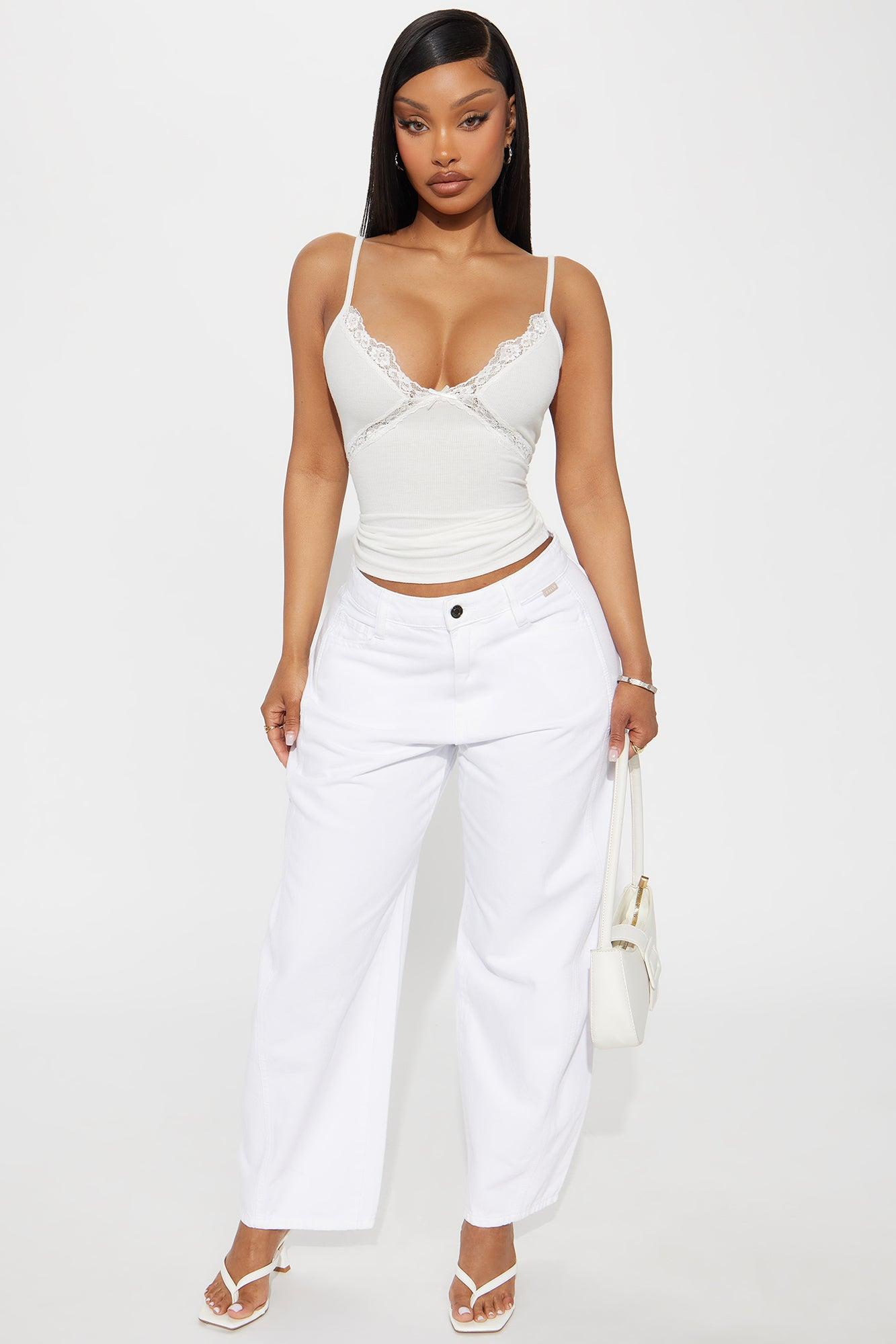 Rosemary Lace Trim Cami Top - White Product Image