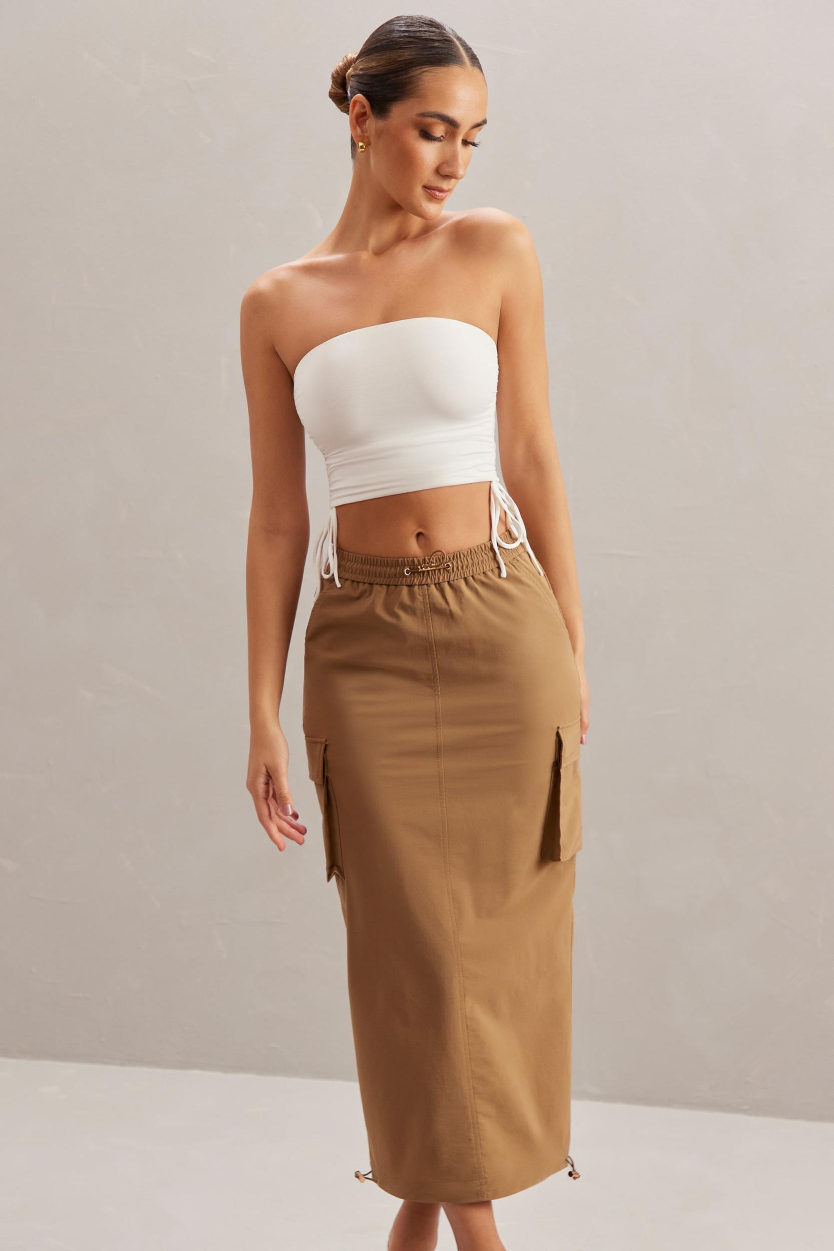 Cargo Maxi Skirt in Tan Product Image