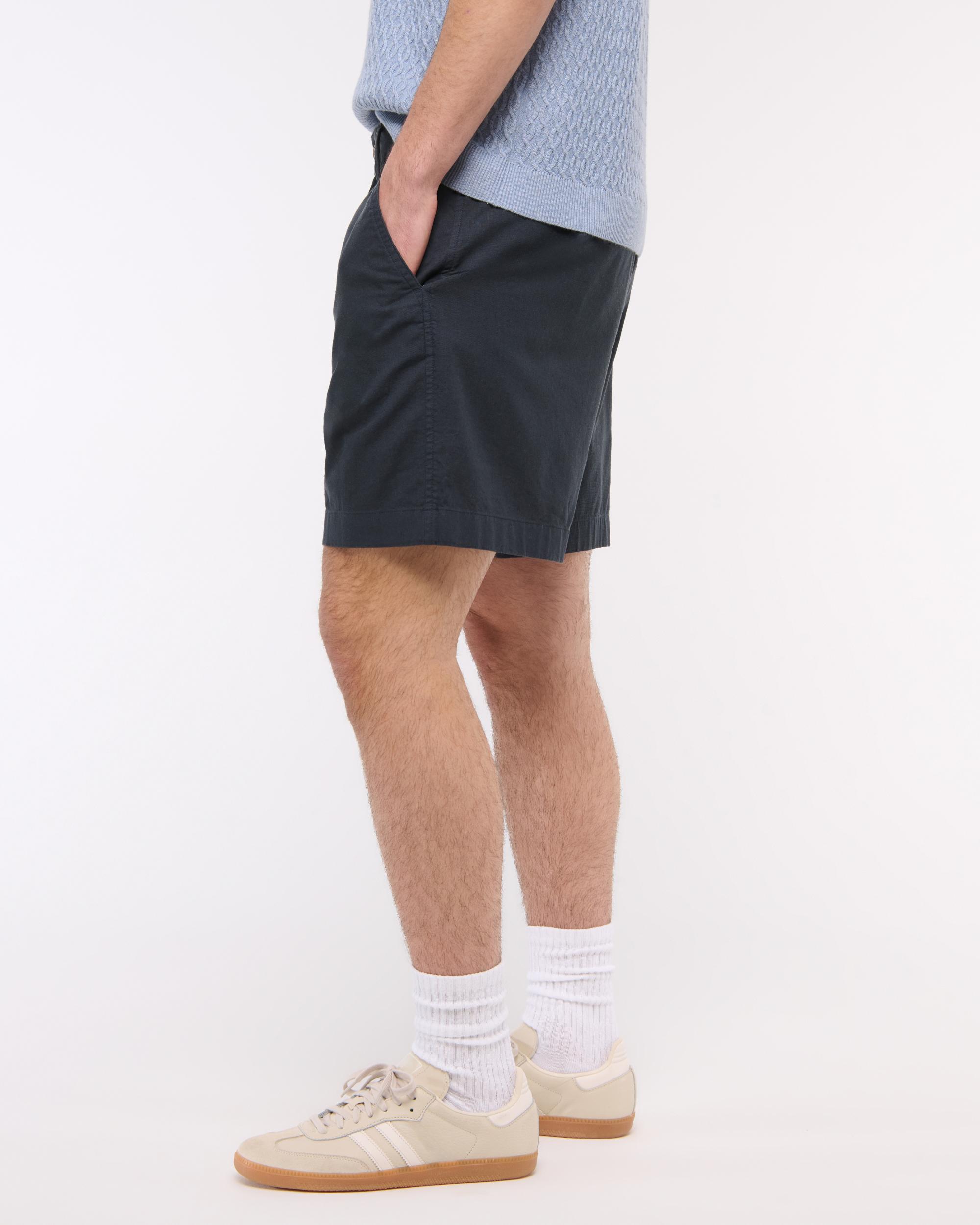 Linen-Blend Plainfront Short Product Image