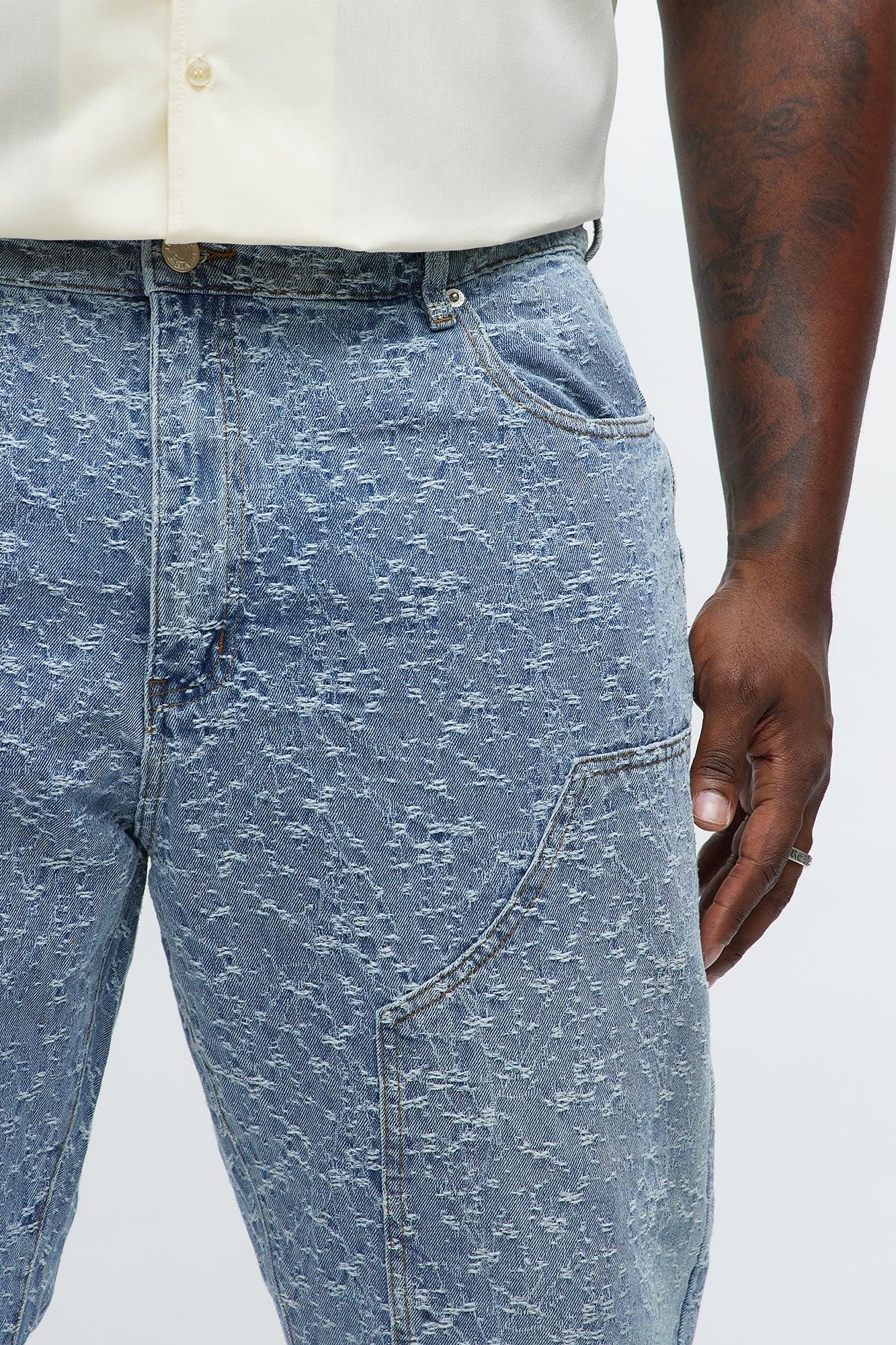 Stacked Slim Flare Frosty Jacquard Carpenter Jeans - Light Blue Wash Product Image