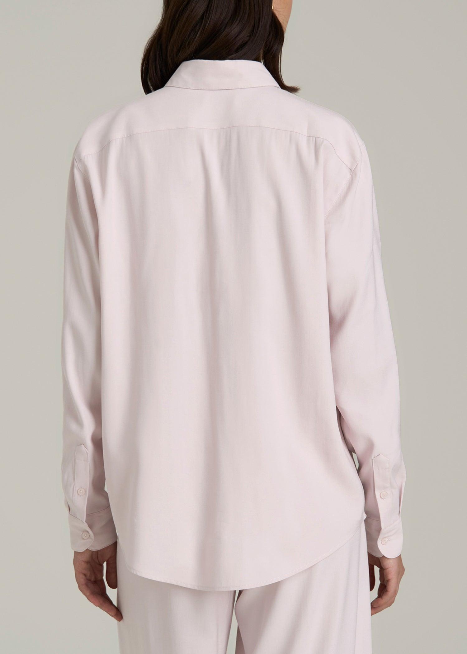 Relaxed Button-Up Single-Pocket Blouse for Tall Women in Grey Lilac Female Product Image