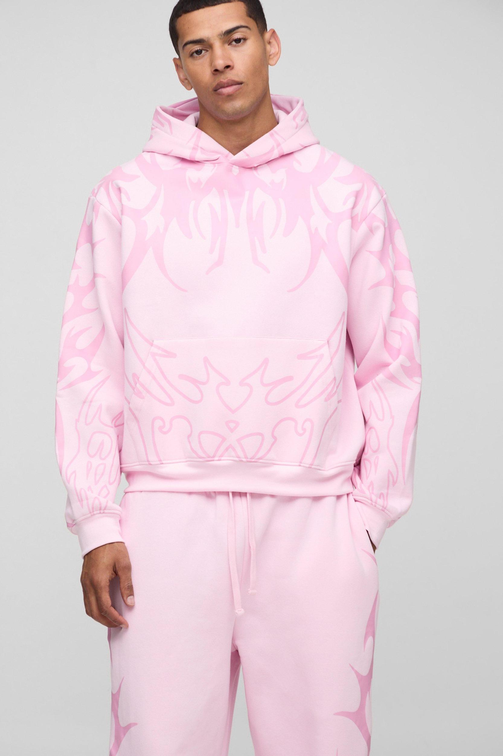 Oversized Boxy All Over Print Wide Leg Hooded Tracksuit | boohooMAN USA Product Image