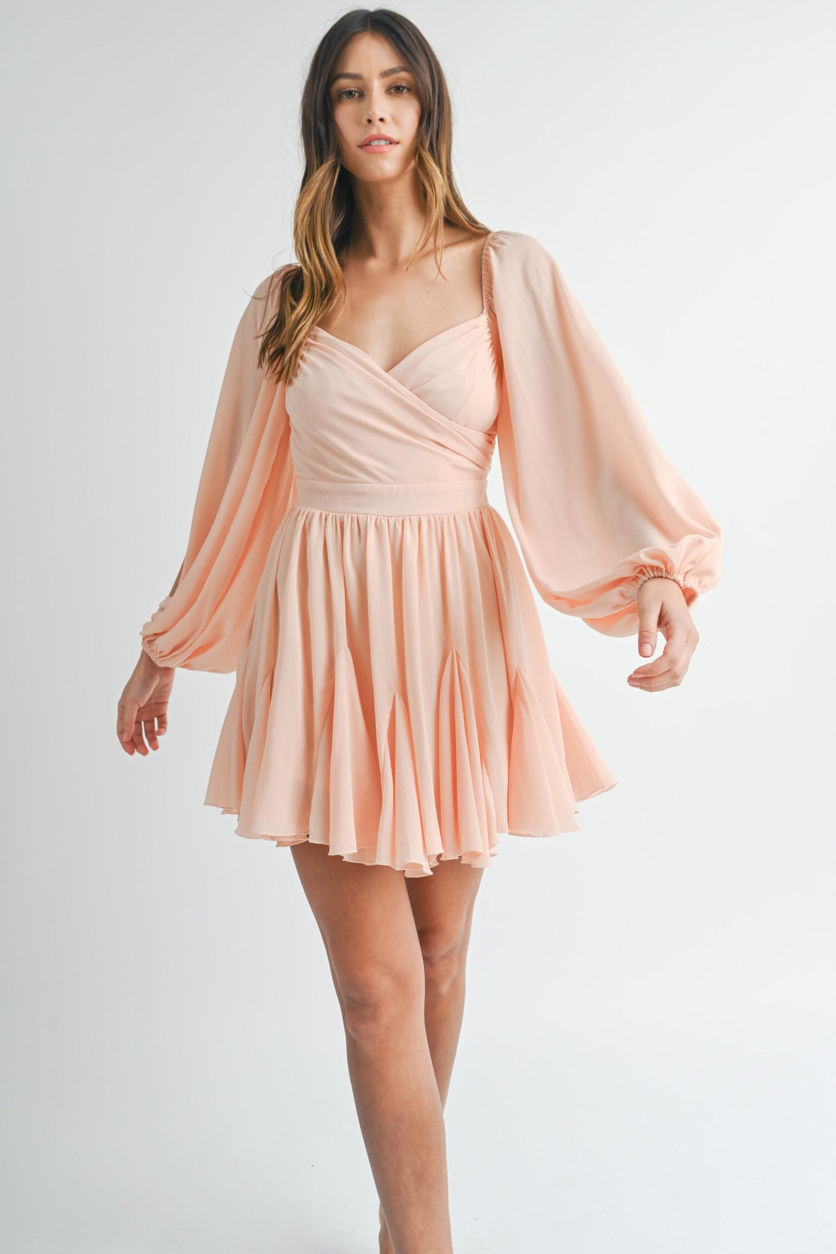 Back Lace Up Ruffle Mini Dress Product Image