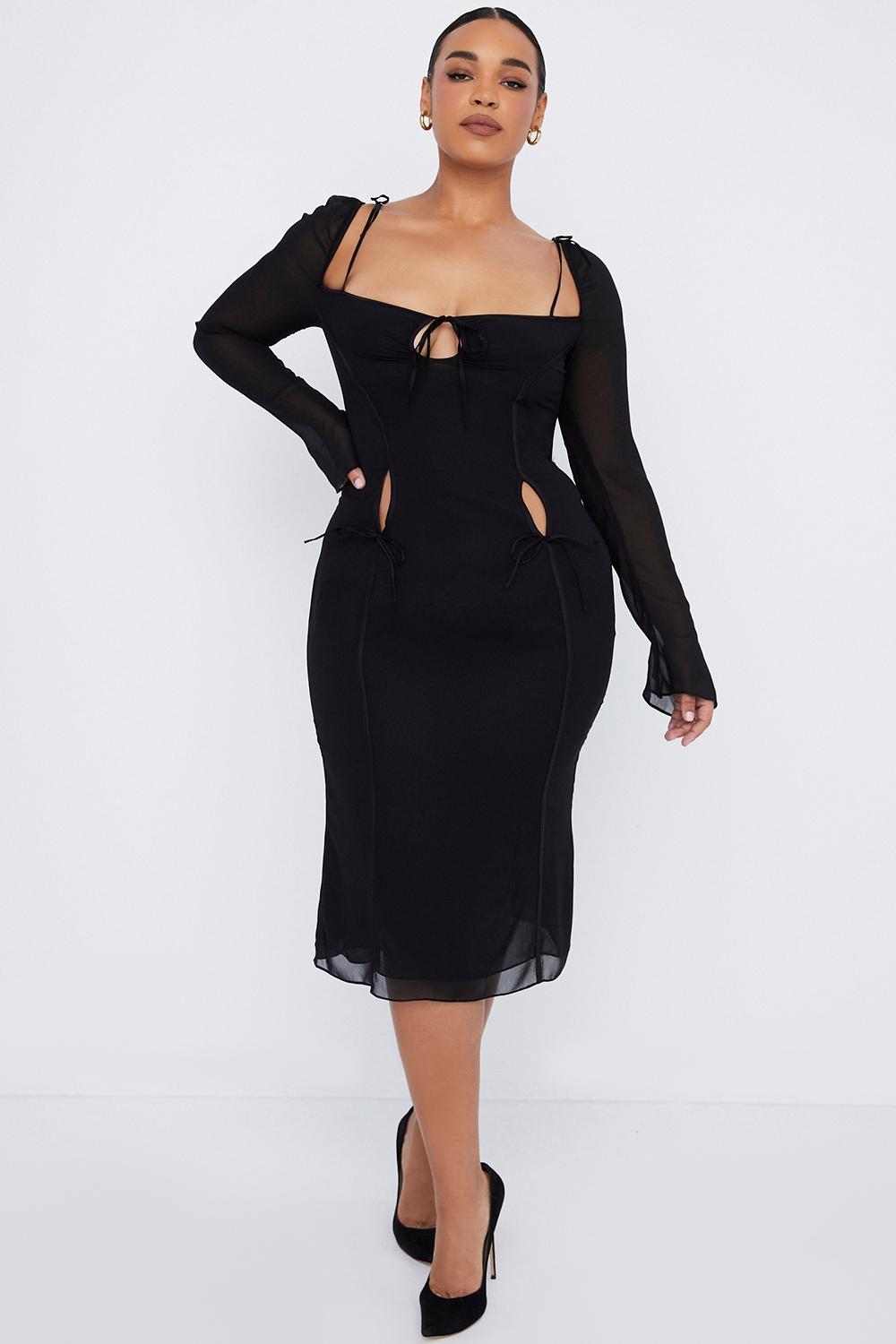 Ophelia  black cutout midi dress Product Image