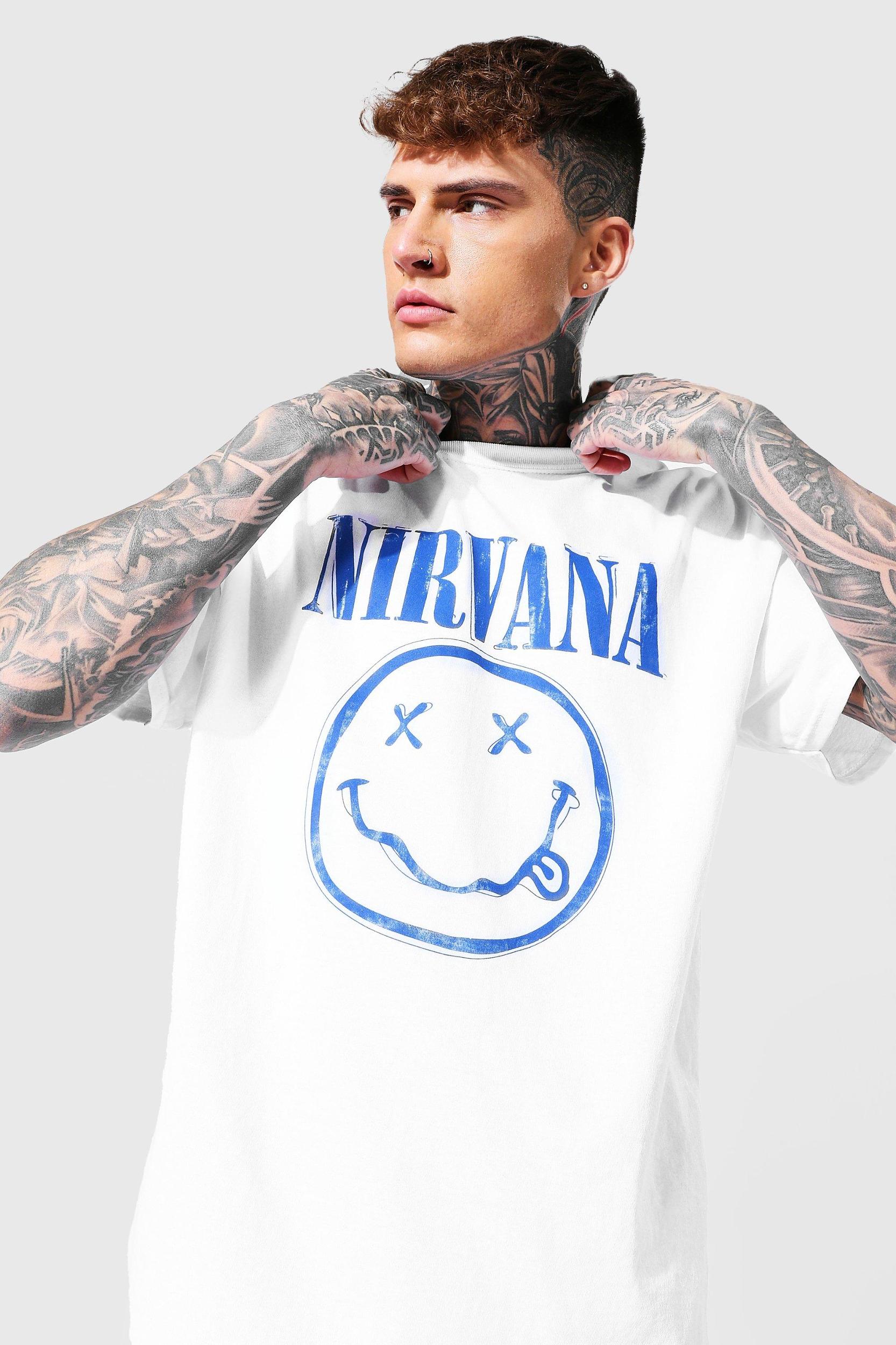 Oversized Nirvana Face License T-shirt | boohooMAN USA Product Image