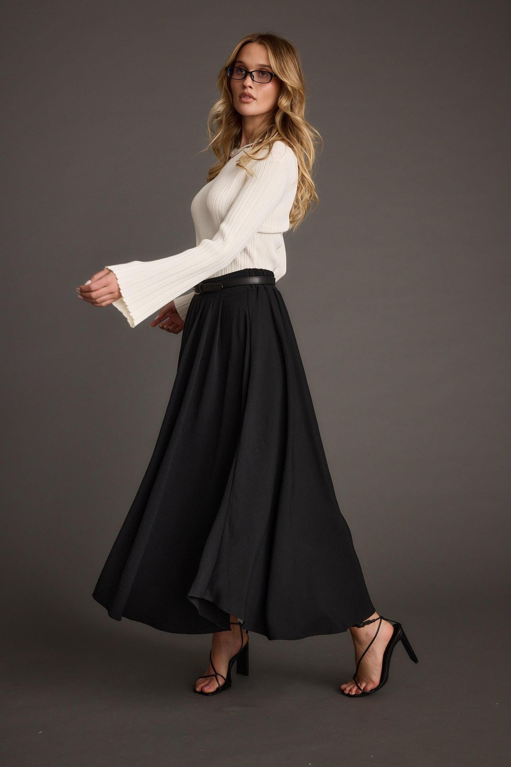 Melinda White Ribbed Knit Bell Sleeve Top Product Image