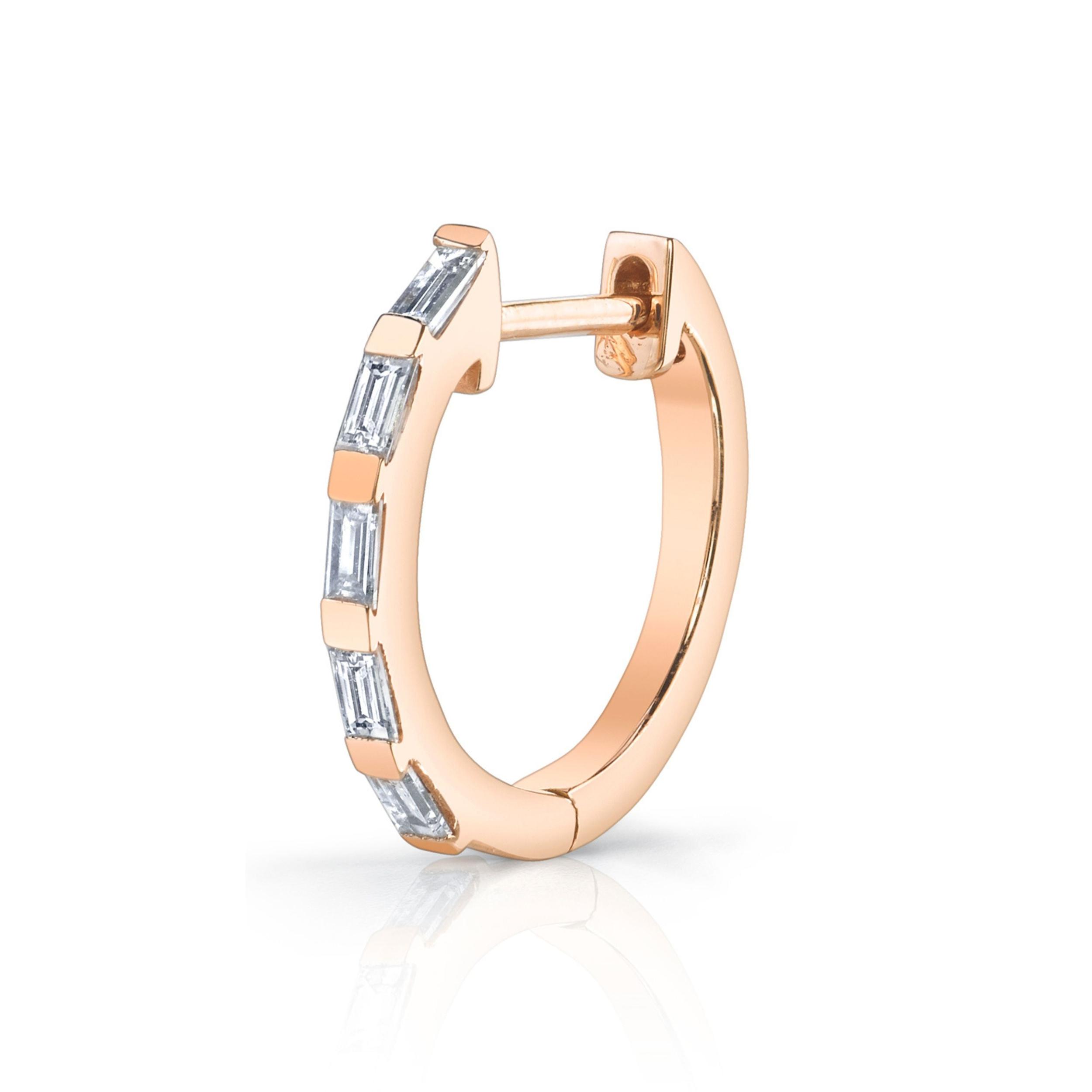 SINGLE DIAMOND BAGUETTE MINI HUGGIE Product Image