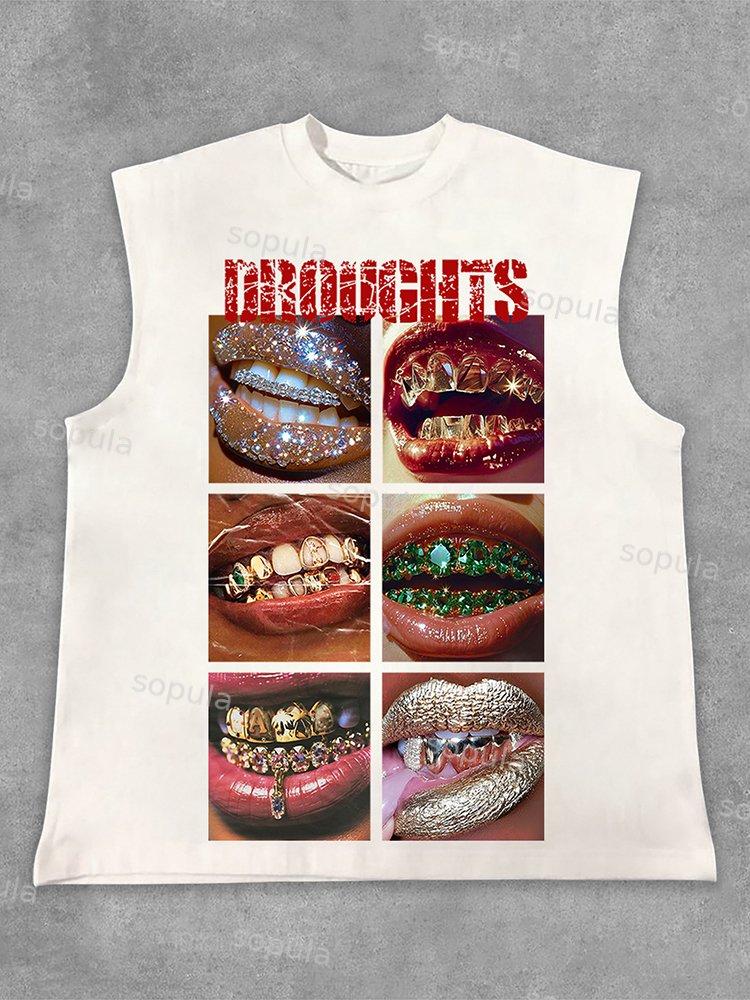 Sopula The Mouth With No Droughts Graphic Print Cotton Tank Top Product Image