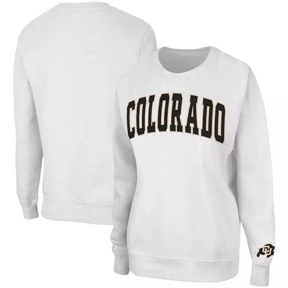 Women's Colosseum White Colorado Buffaloes Campanile Pullover Sweatshirt,  Product Image