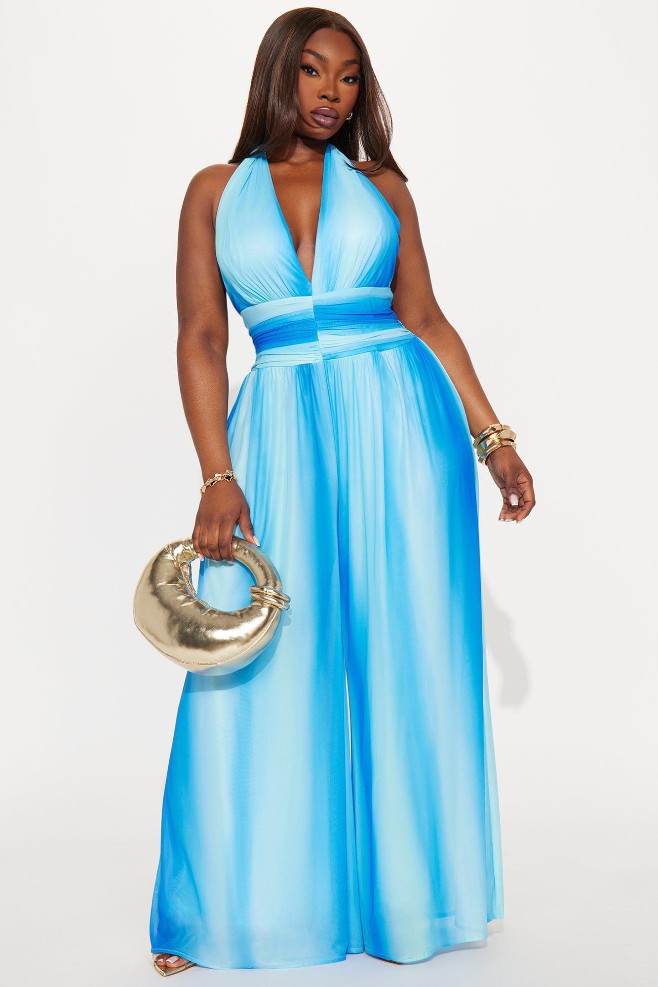 Tropical Ocean Mesh Jumspuit - Blue/combo Product Image