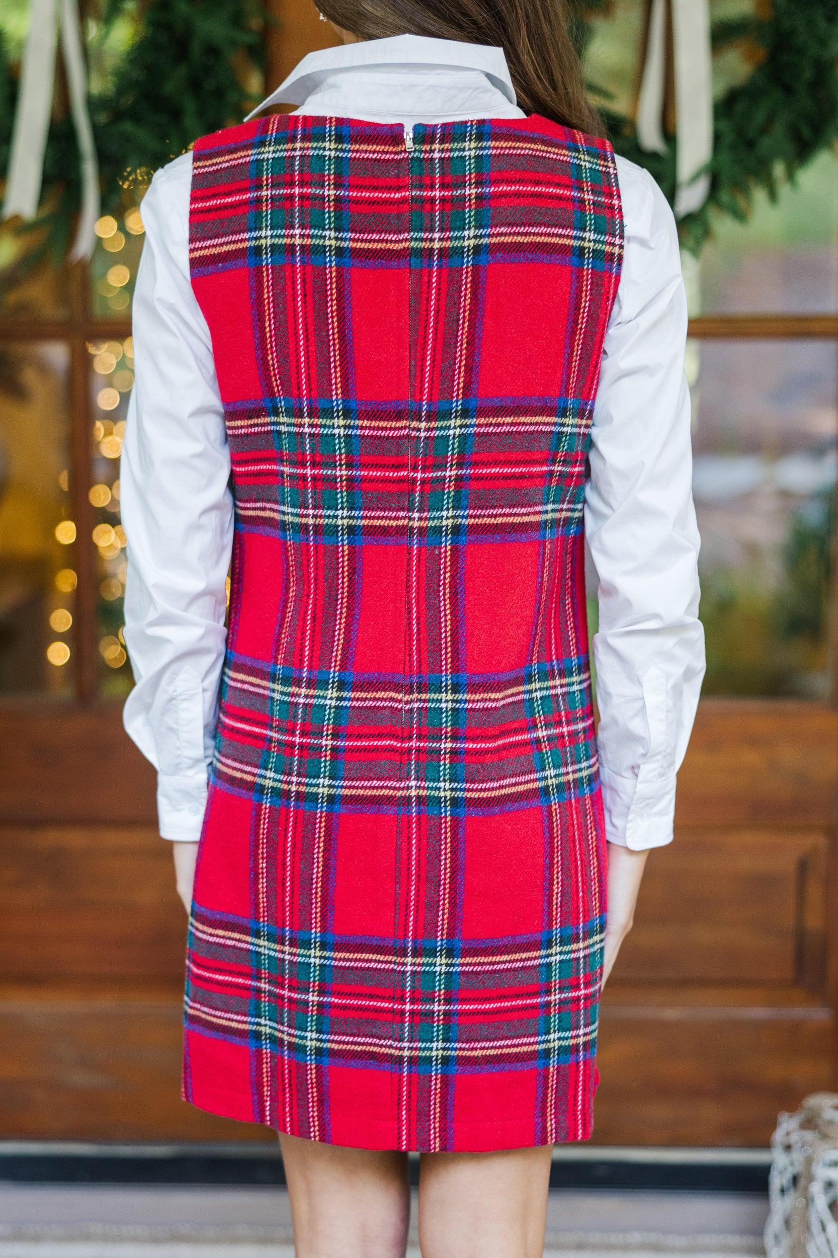 Remember You Well Red Plaid Dress Female Product Image