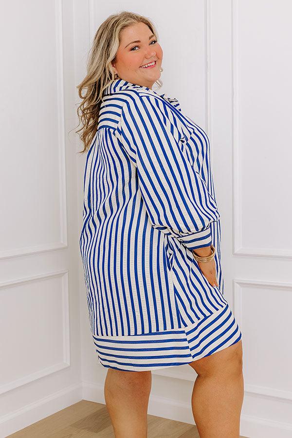 Charleston Charm Stripe Mini Dress in Sapphire Curves Product Image