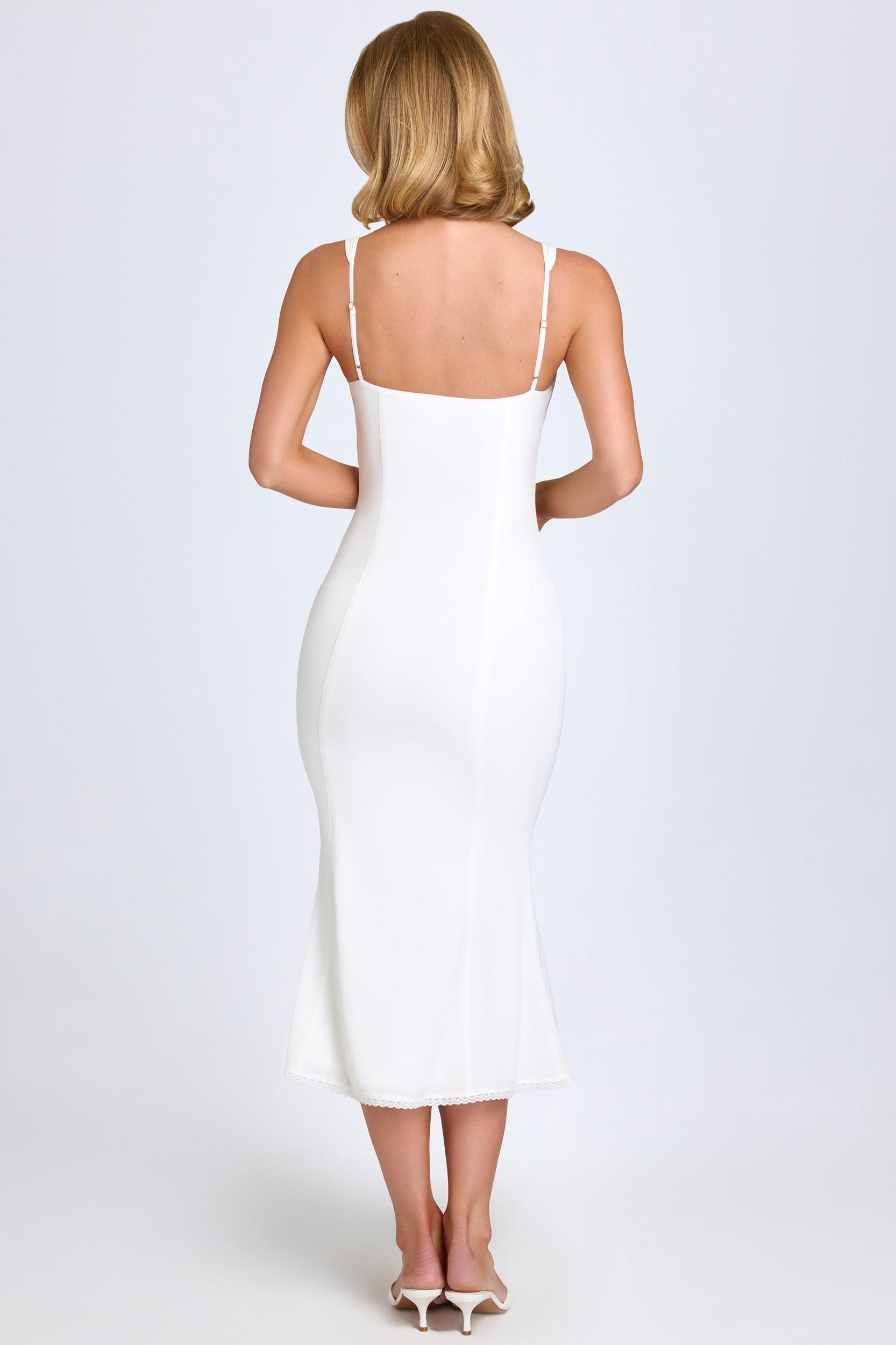 Lace-Trim Midaxi Dress in White Product Image