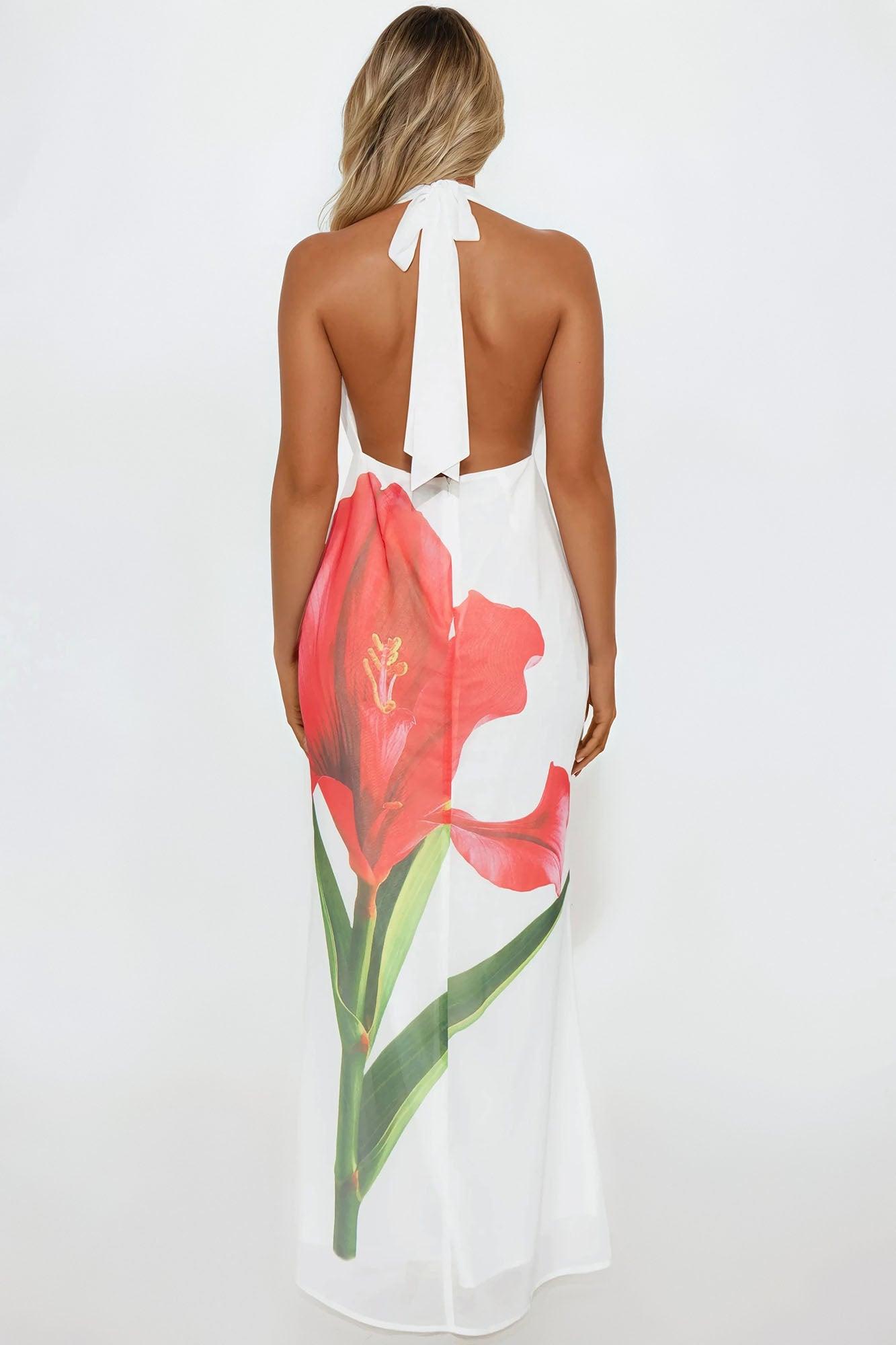 Alexandra Floral Chiffon Maxi Dress - White/combo Female Product Image