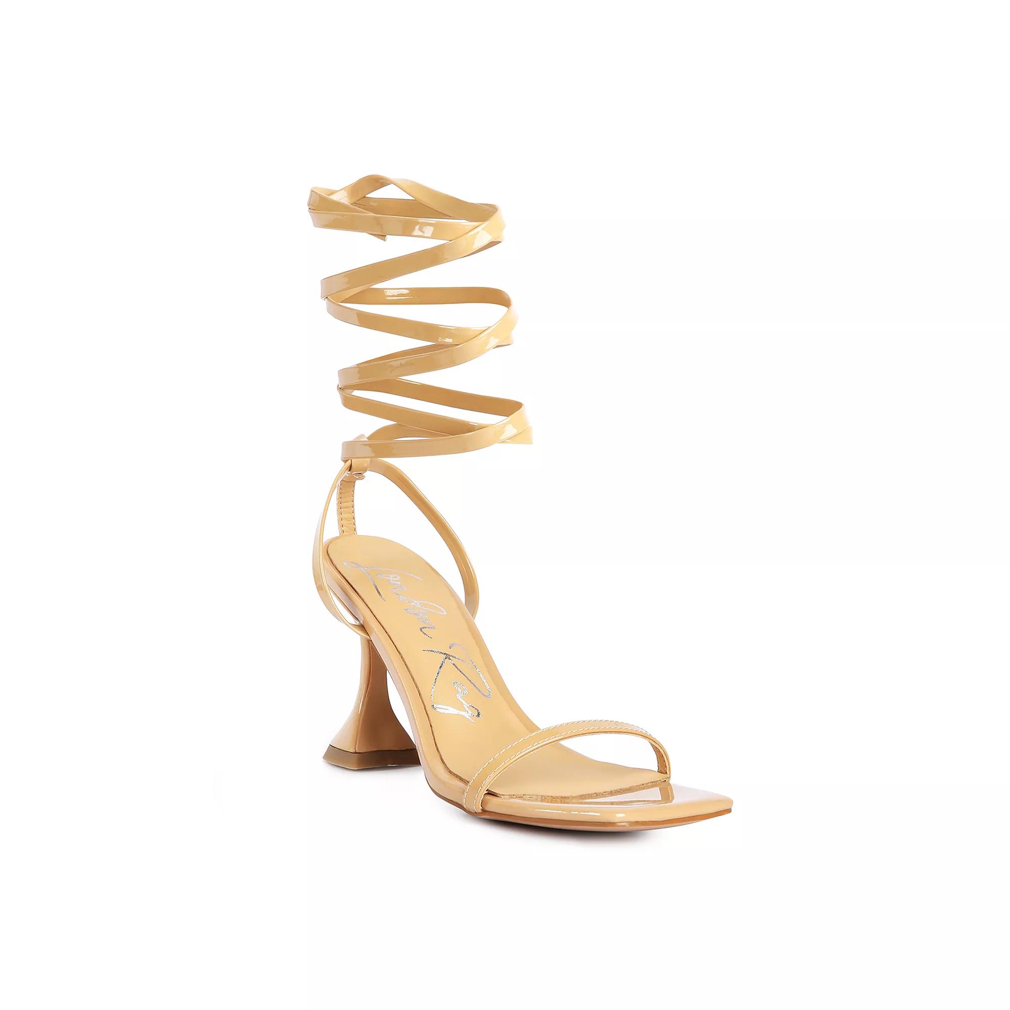 London Rag Lewk Women's Strappy Spool Heel Sandals,  Product Image