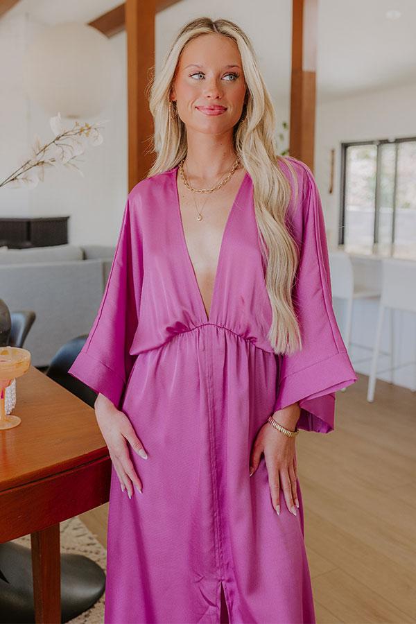 Grand Entrance Satin Maxi Dress in Orchid Product Image