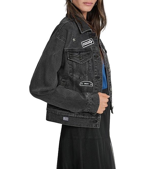 DKNY by Donna Karan Pins And Patches Denim Trucker Jacket Product Image